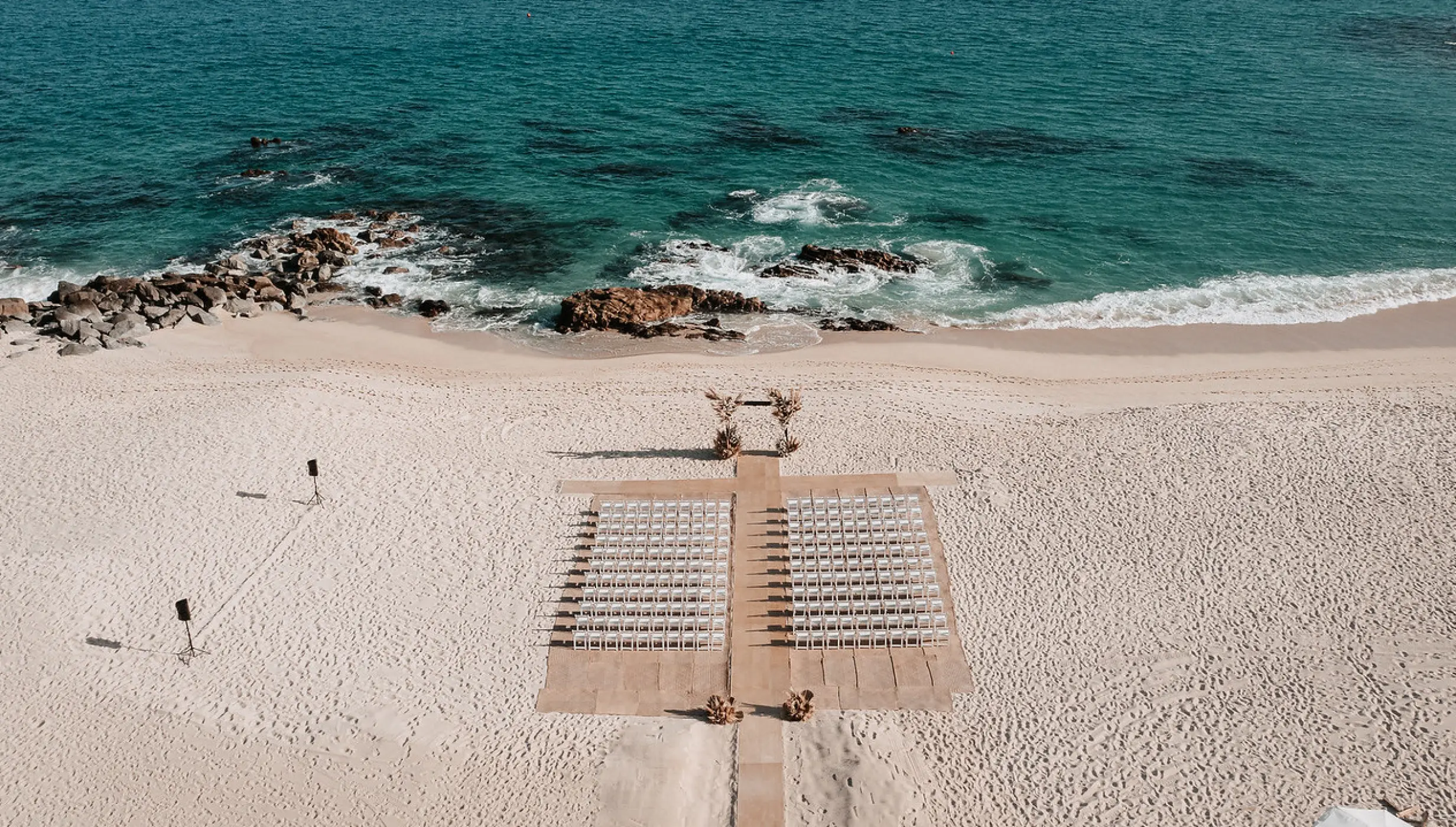 Ceremony decor on the beach at Hilton Los Cabos Beach and Golf