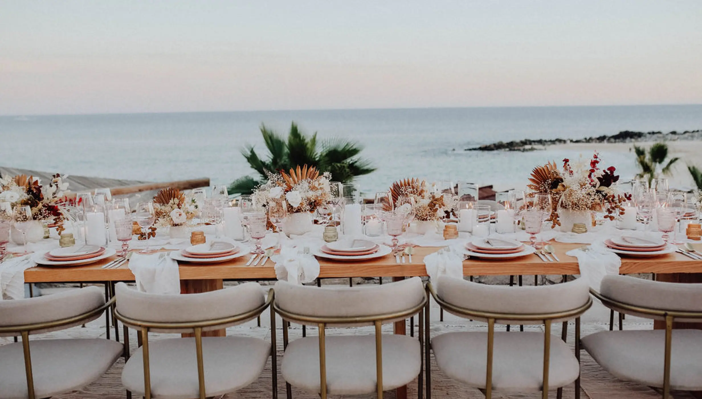 Dinner reception on whale watching terrace at Hilton Los Cabos Beach and Golf