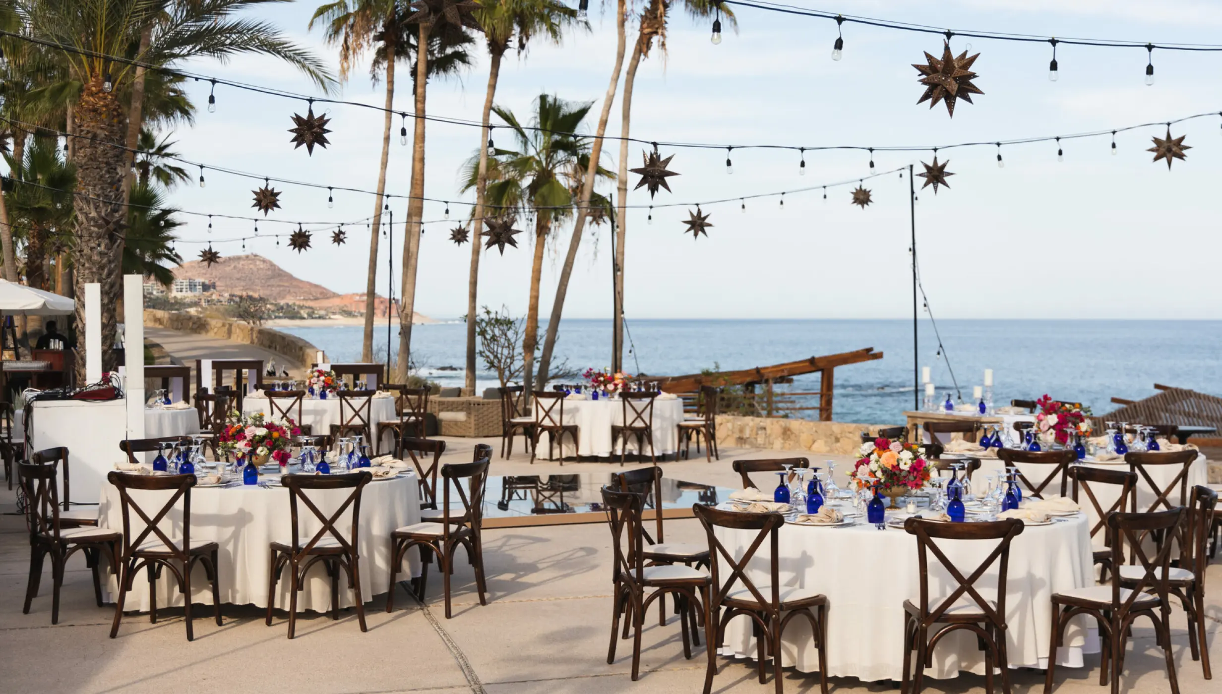 Dinner reception on the whale watching terrace at Hilton Los Cabos Beach and Golf