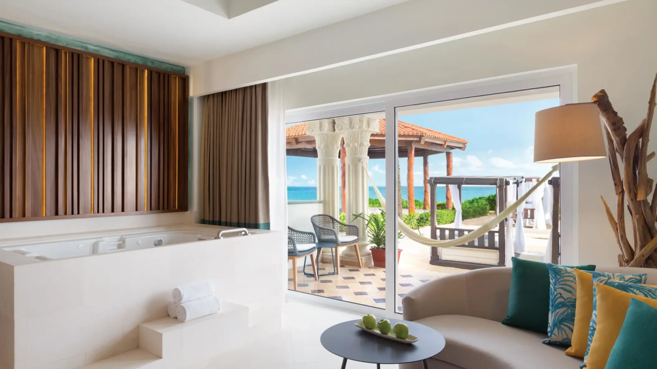 Hilton Playa del Carmen oceanfront suite with a whirlpool tub and terrace, Playa Del Carmen