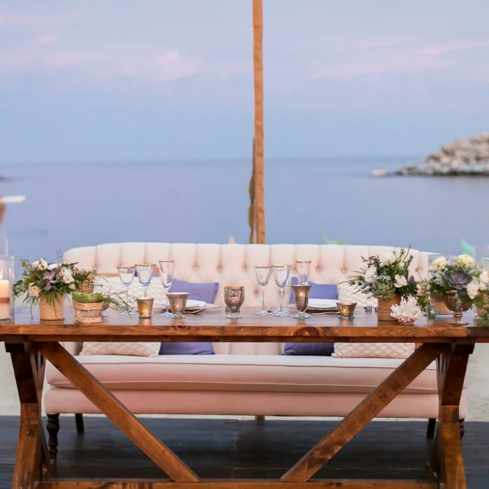Dinner reception on the beach club at Hotel el Ganzo los cabos