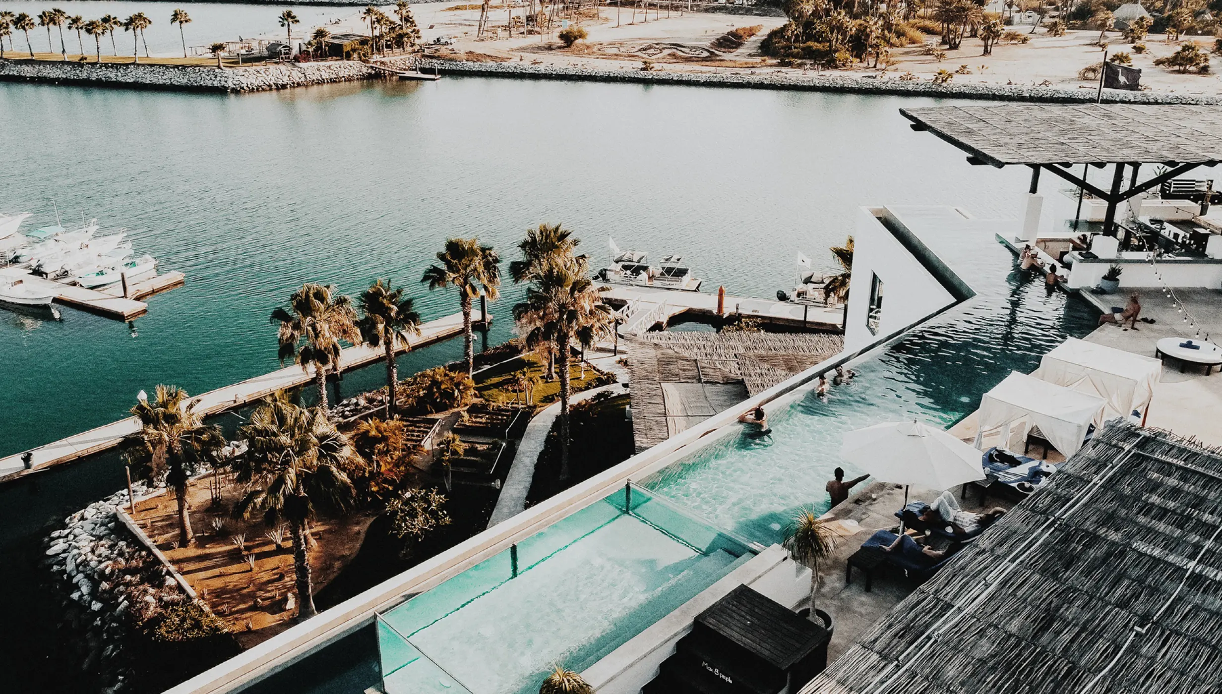 Aerial view of rooftop at Hotel El Ganzo Los Cabos