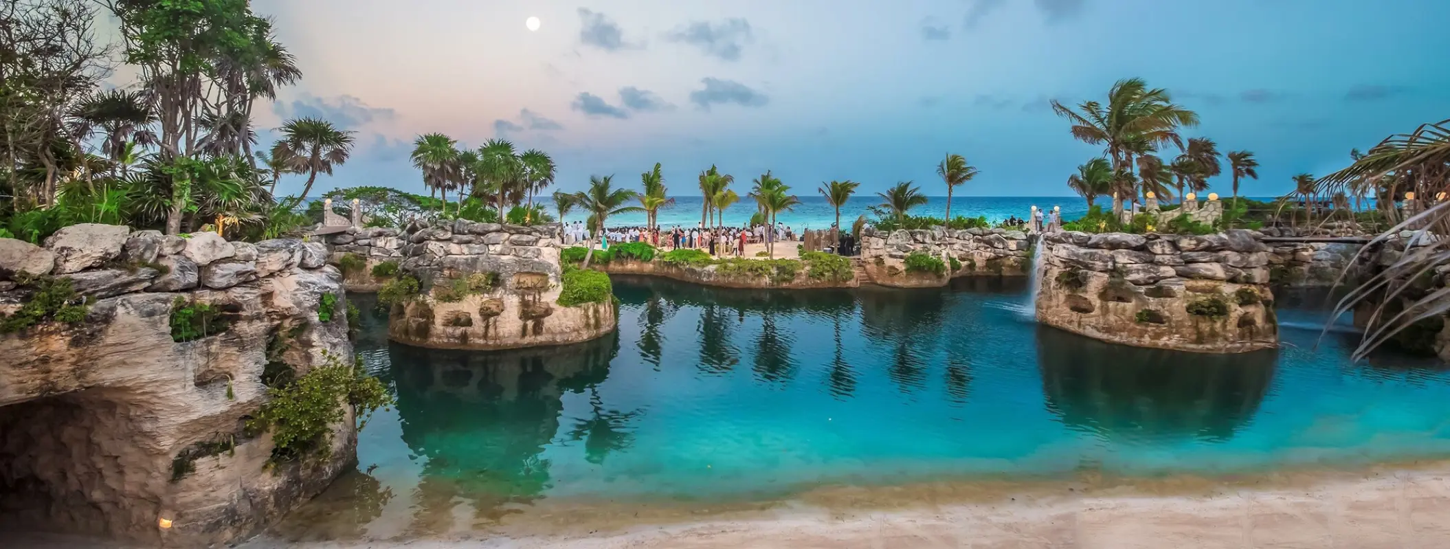 Natural rock formations and lagoons at Hotel Xcaret Arte, Riviera Maya