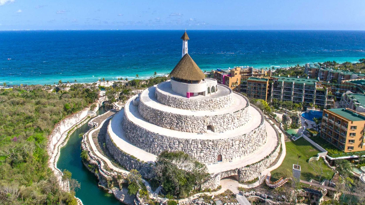 wedding chapel arial view at Hotel Xcaret Mexico