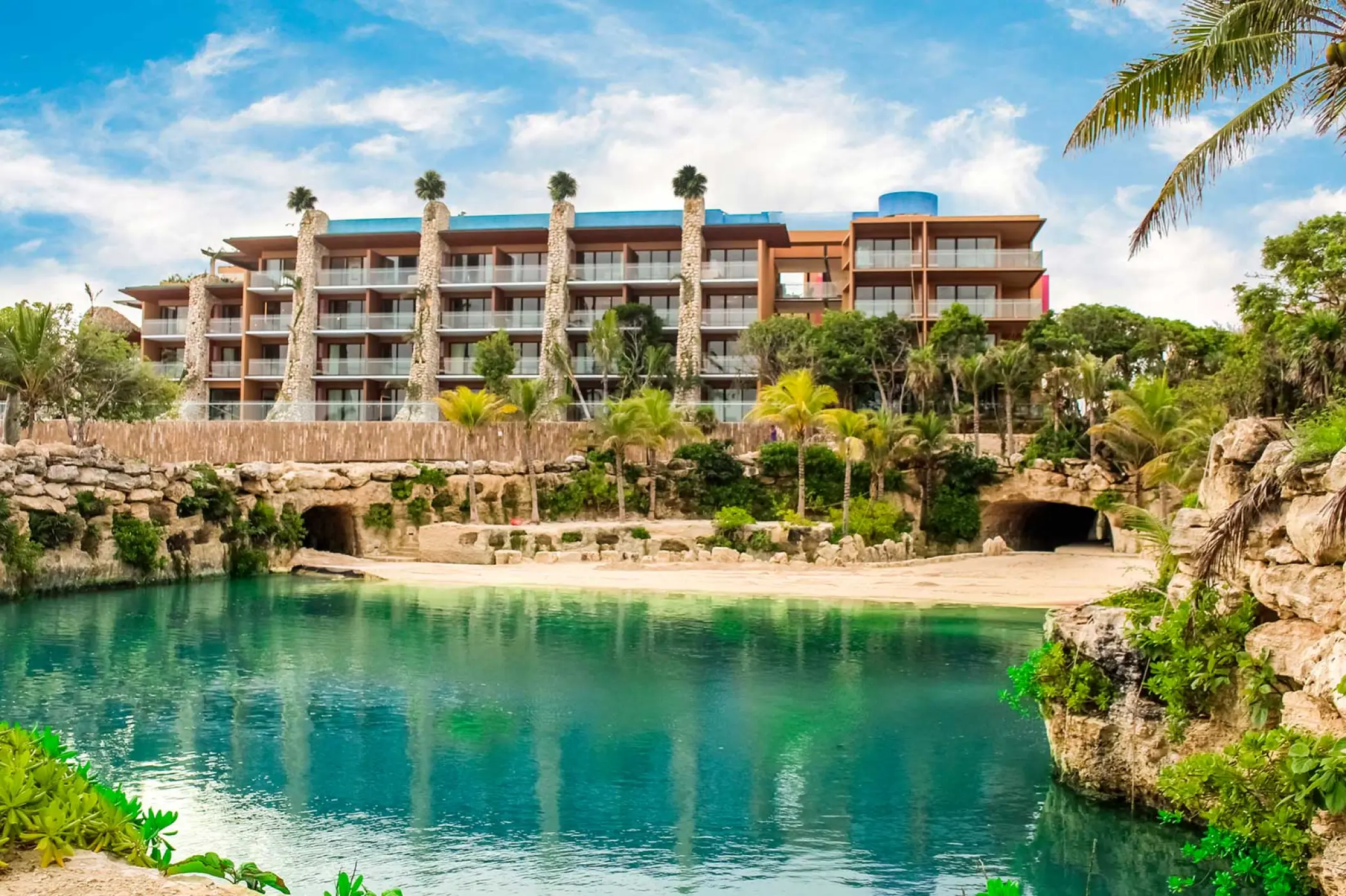 Hotel Xcaret Mexico suites overlooking the turquoise inlets and caves, Riviera Maya
