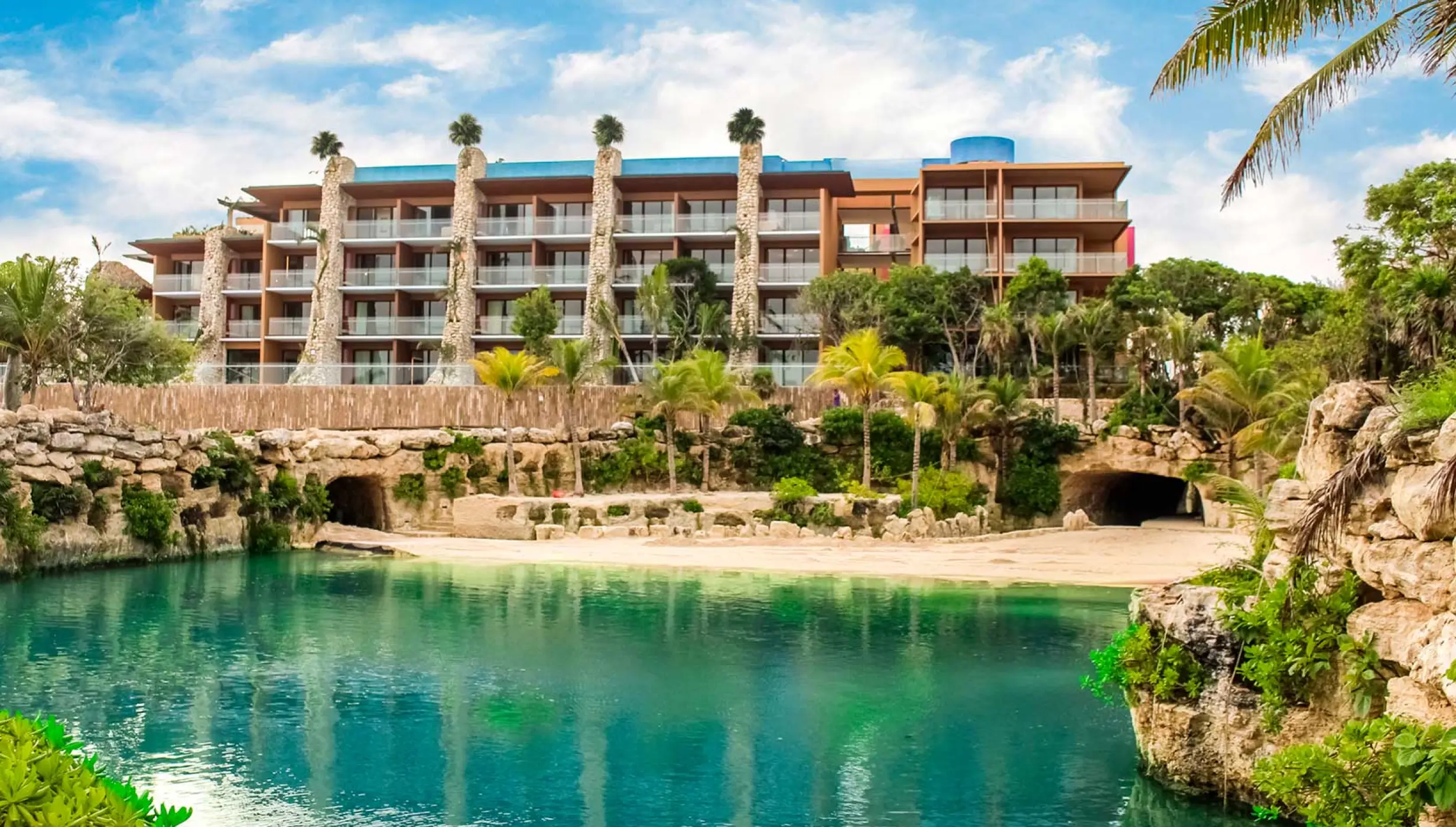 beach wedding venue area with lagoon at Hotel Xcaret Mexico