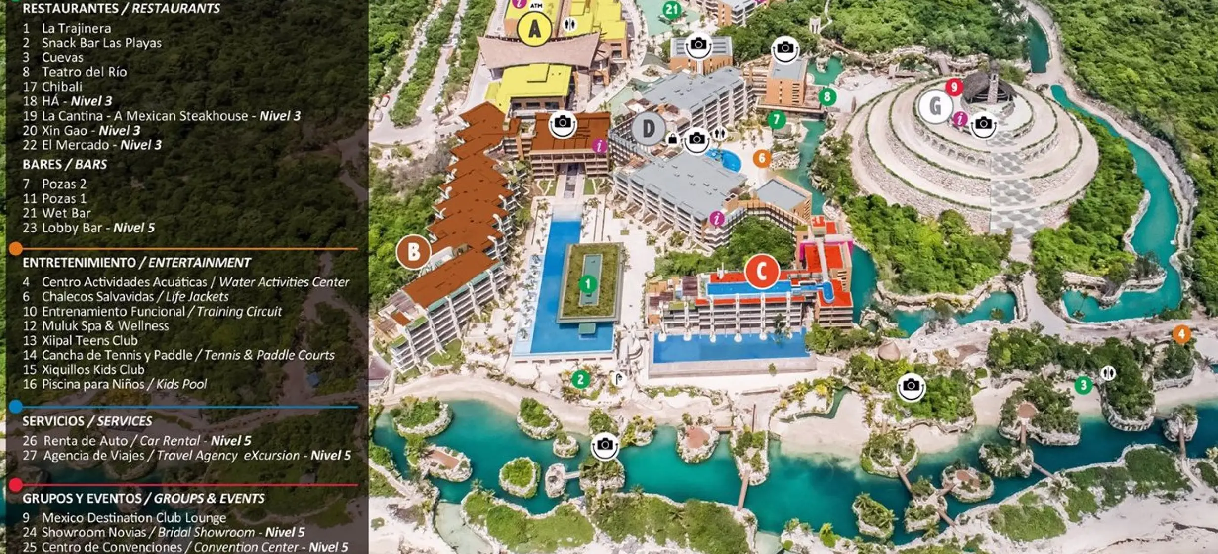 Resort map of Hotel Xcaret Mexico