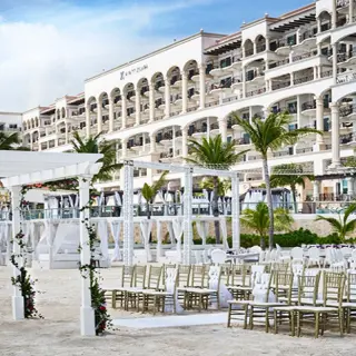 Beachfront wedding ceremony setup at Hyatt Zilara Cancun