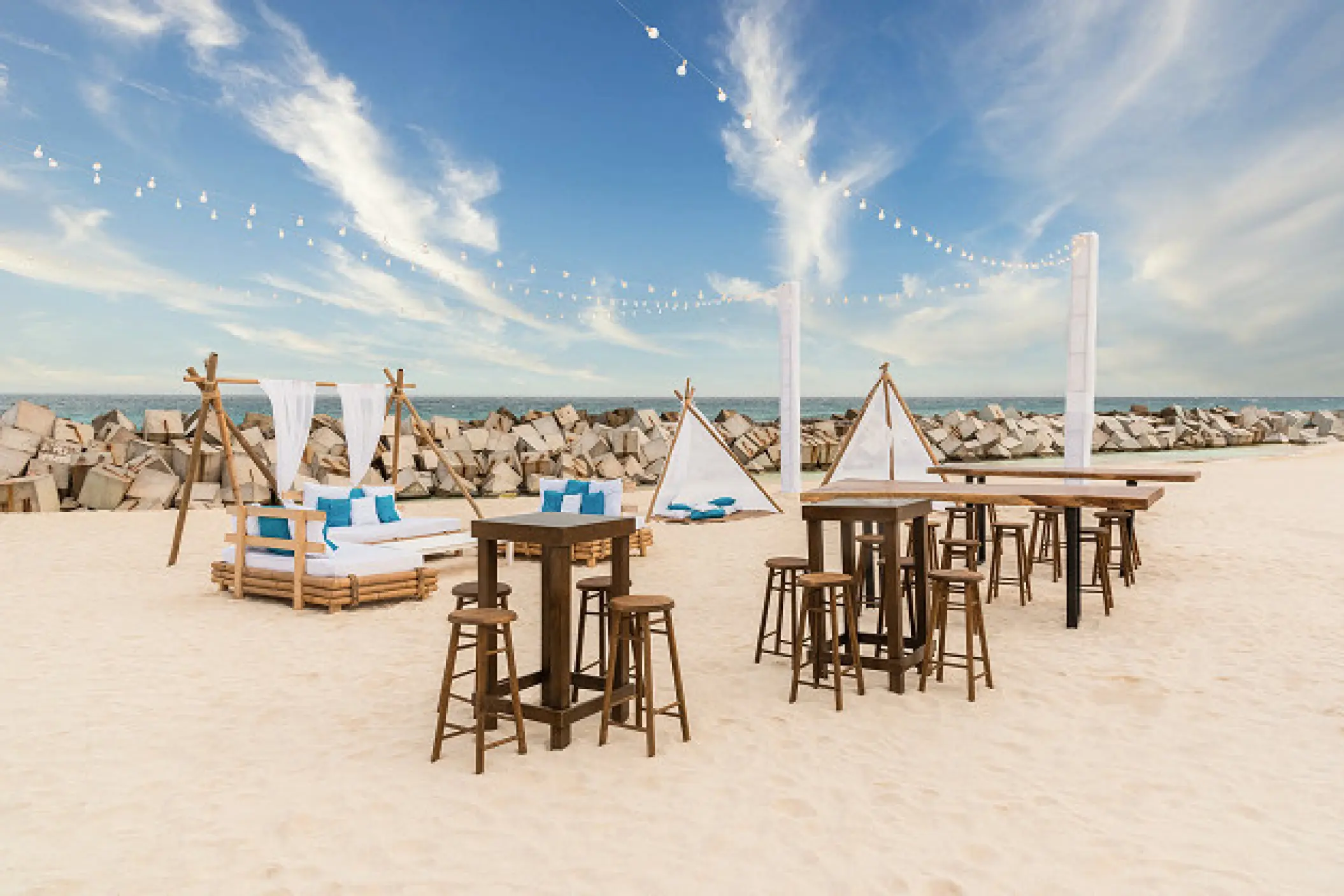 Sahara Beach wedding set up at Hyatt Ziva Cancun