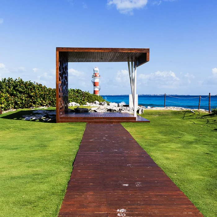 Hyatt Ziva Cancun lighthouse terrace wedding venue.