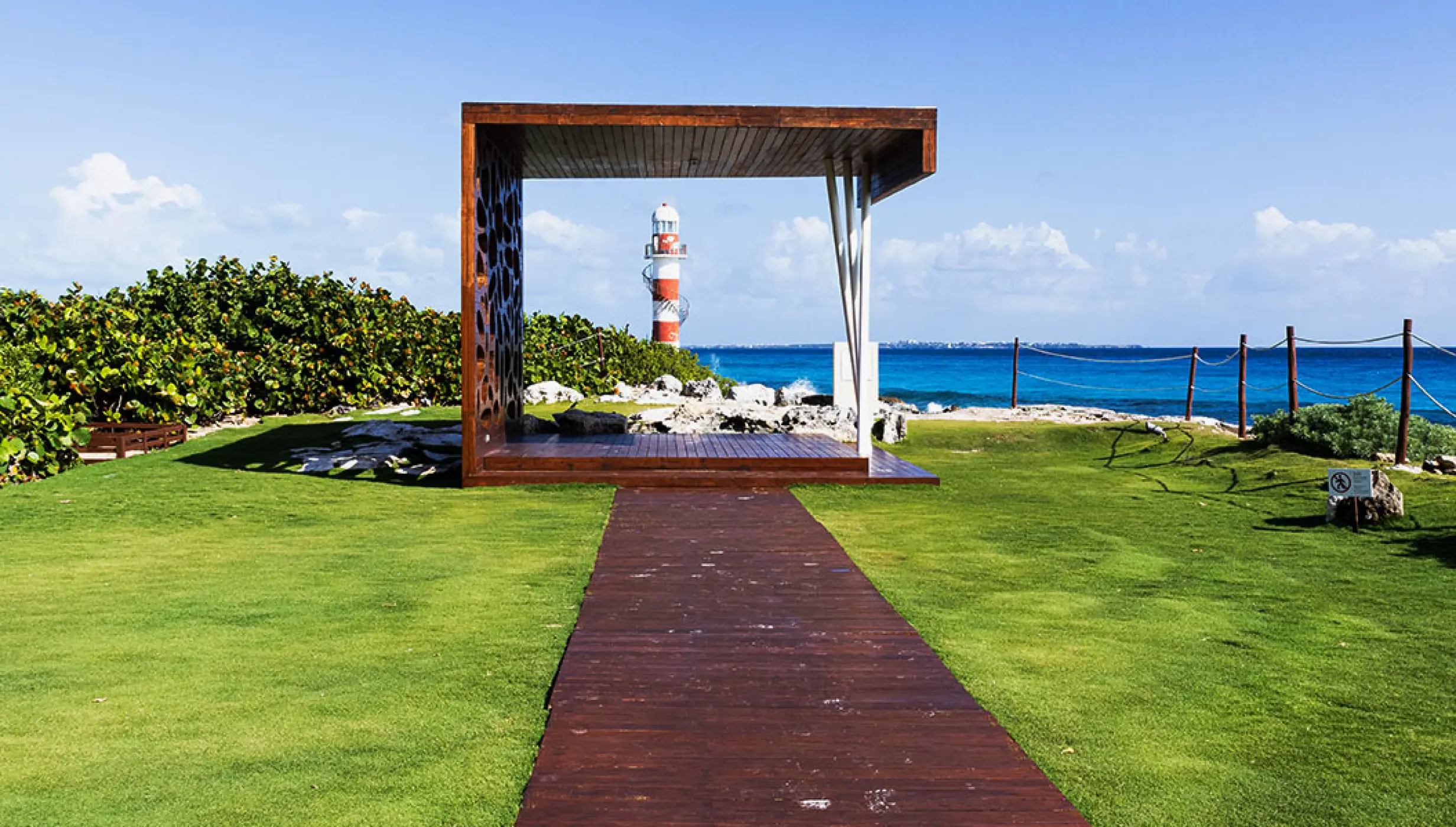 Hyatt Ziva Cancun lighthouse terrace wedding venue.