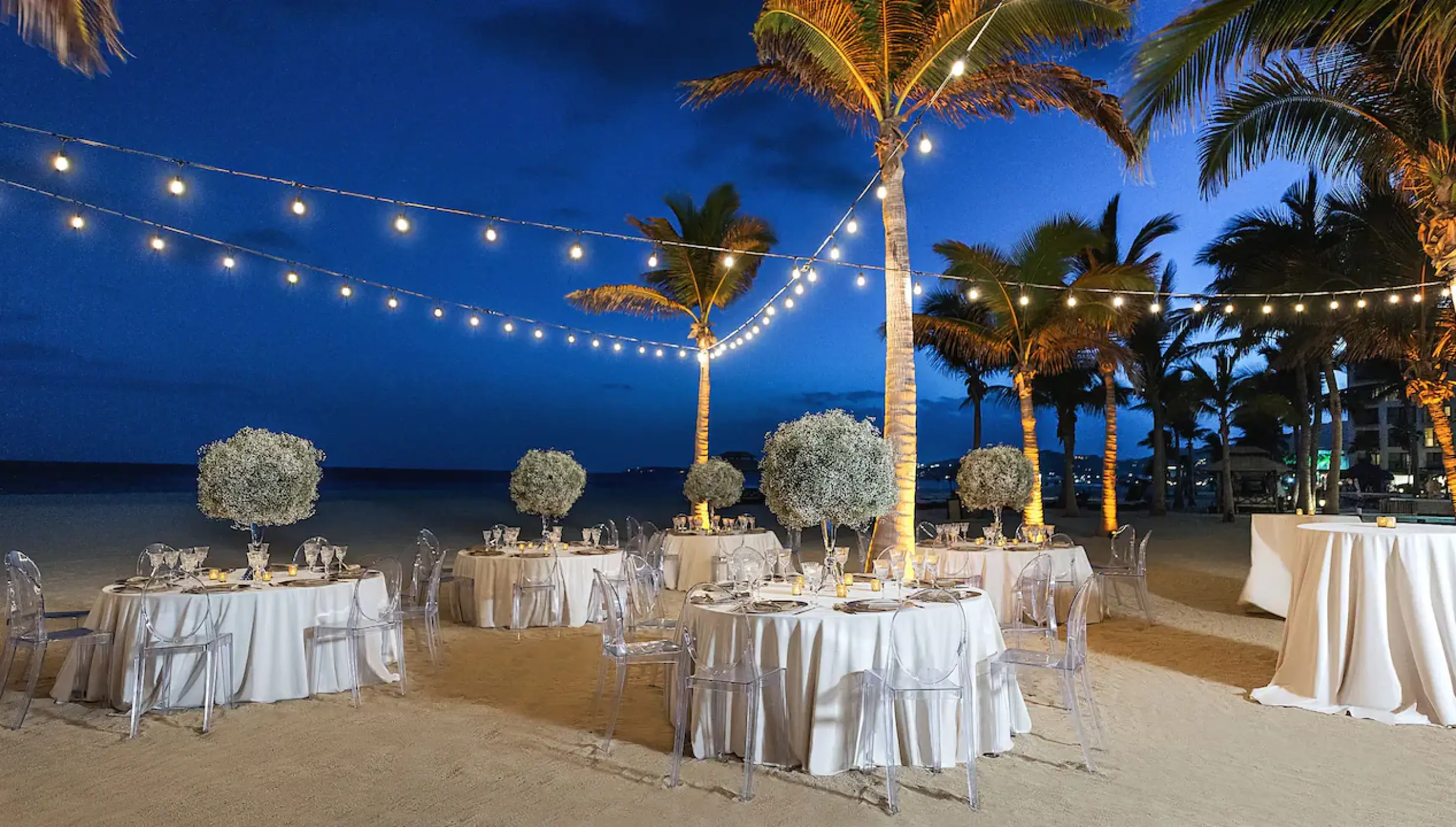 Reception setup at Hyatt Ziva Los Cabos Beach Venue