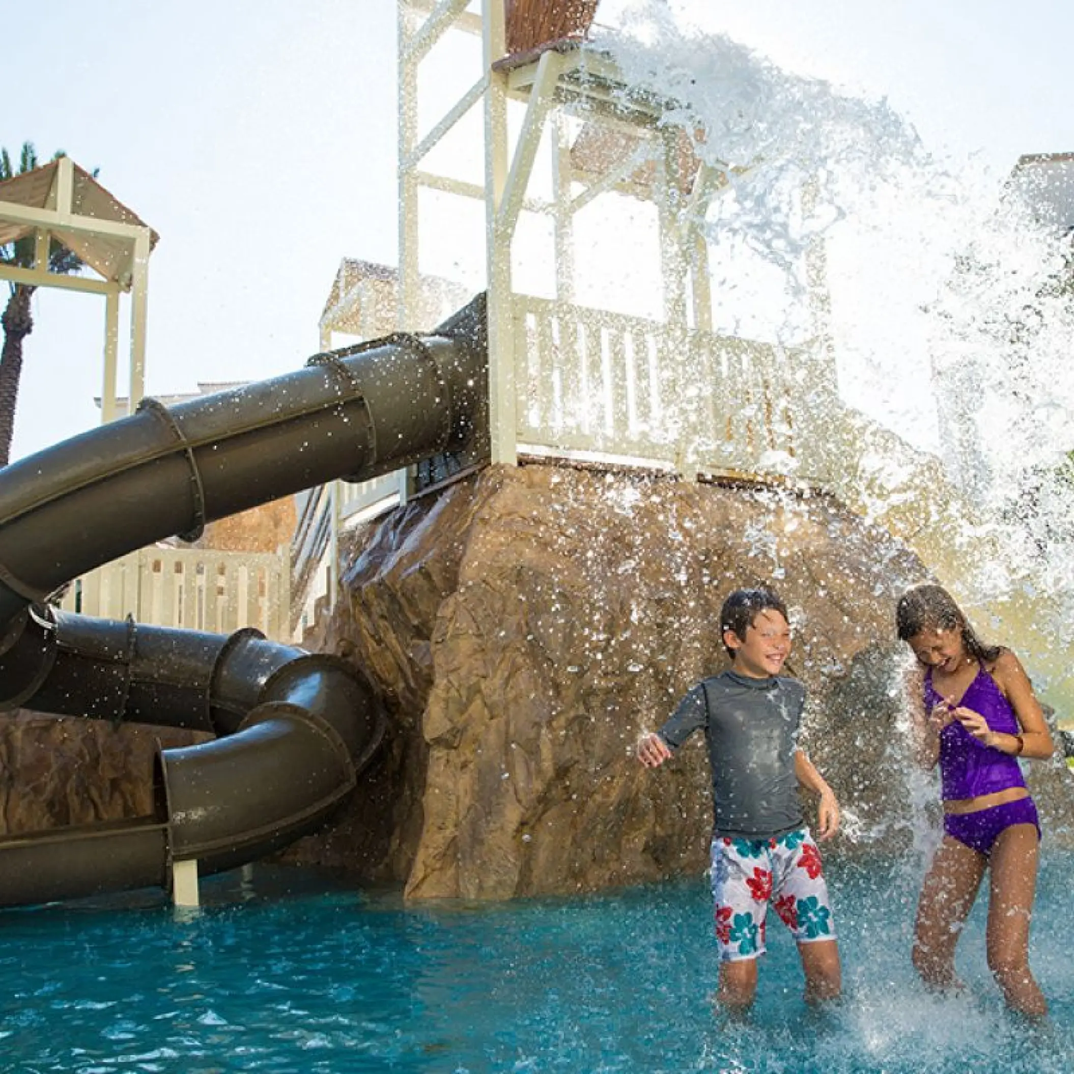 Children playing at the Hyatt Ziva Los Cabos water park and kids pool, Cabo San Lucas