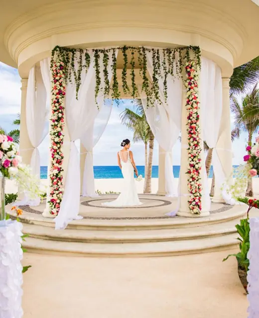 Bride at the Hyatt Ziva Los Cabos Wedding Gazebo venue