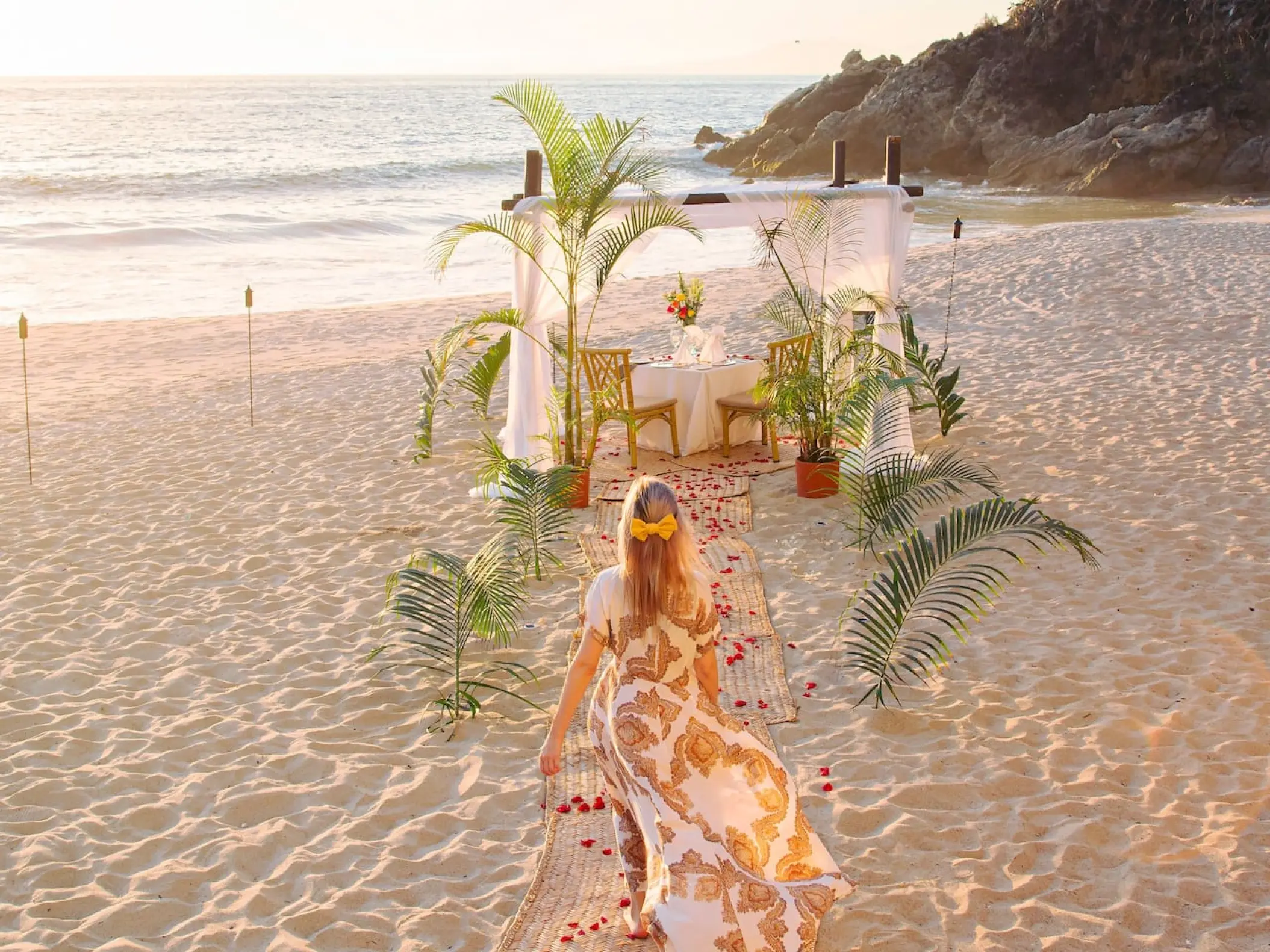 Private beach dinner setup at Hyatt Ziva Puerto Vallarta, Puerto Vallarta