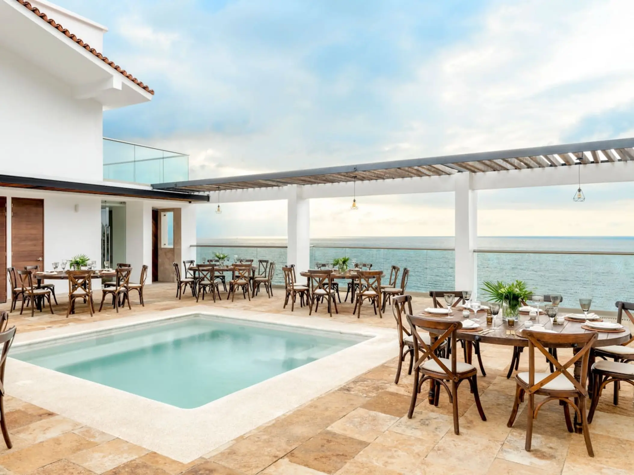 Sky Penthouse terrace reception with ocean views and private pool at Hyatt Ziva Puerto Vallarta