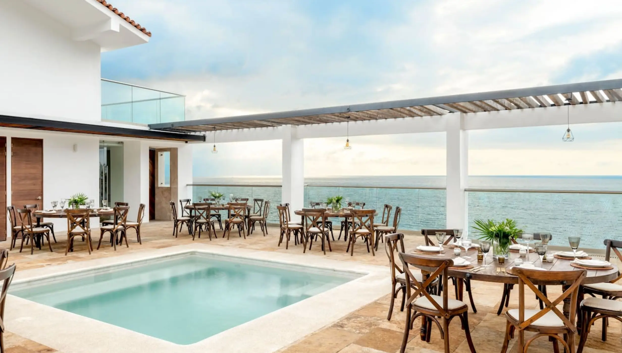 Sky Penthouse terrace reception with ocean views and private pool at Hyatt Ziva Puerto Vallarta