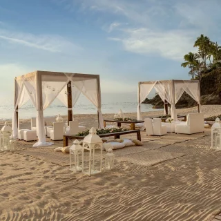 Cocktail party on beach wedding venue at Hyatt Ziva Puerto Vallarta