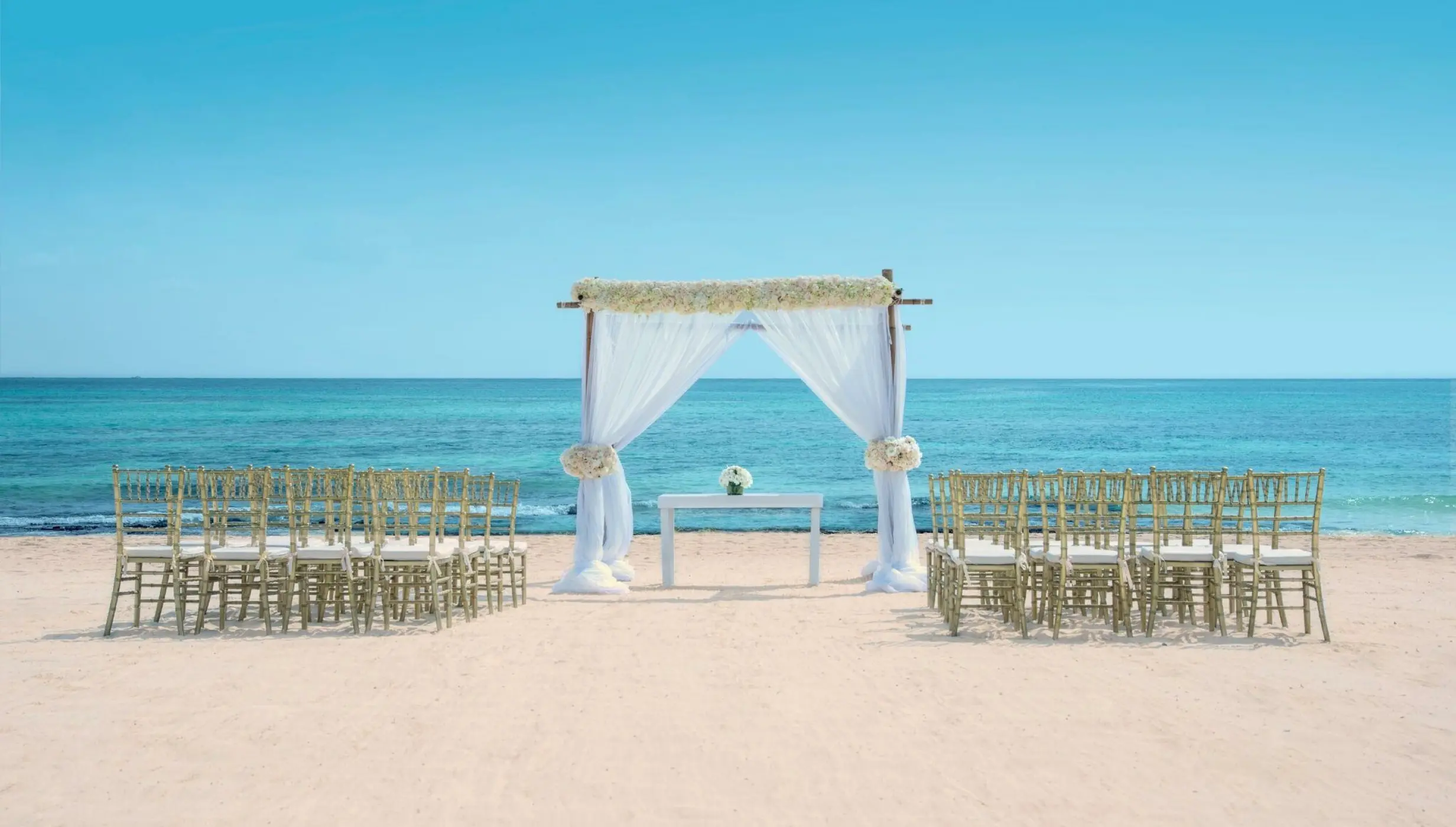 Grand Beach venue wedding ceremony at Iberostar Grand Paraiso