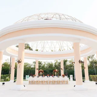 Dinner reception in Stone gazebo venue at Iberostar Grand Paraiso