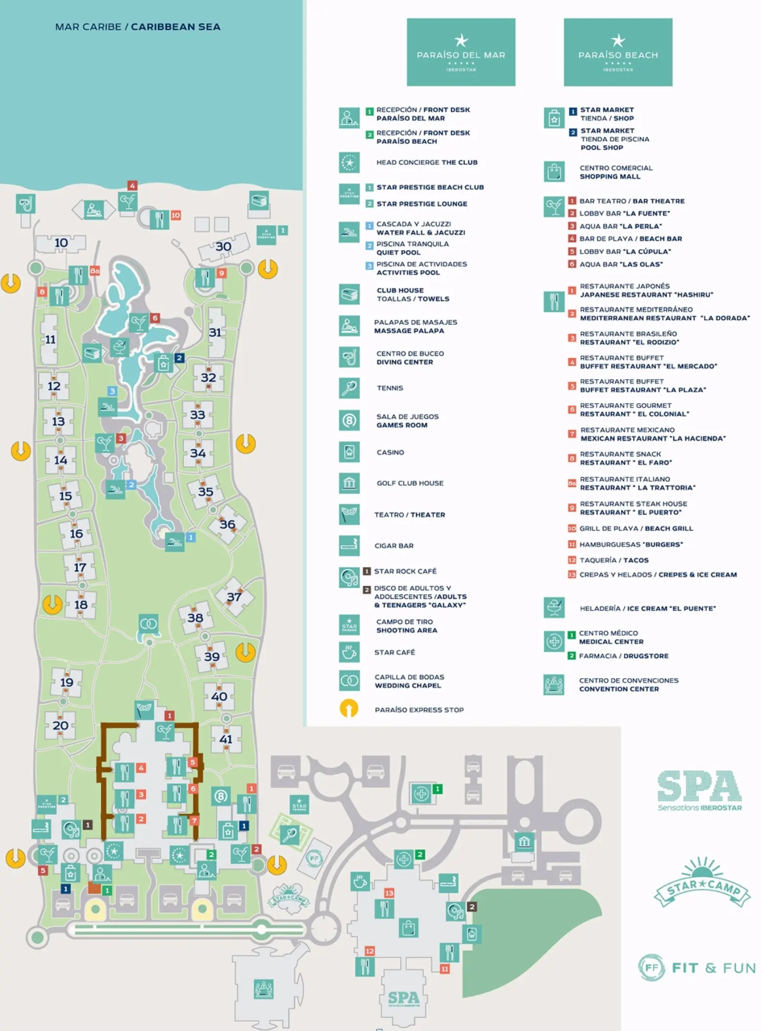 Map of Iberostar Paraiso Beach and Paraiso Del Mar, Riviera Maya