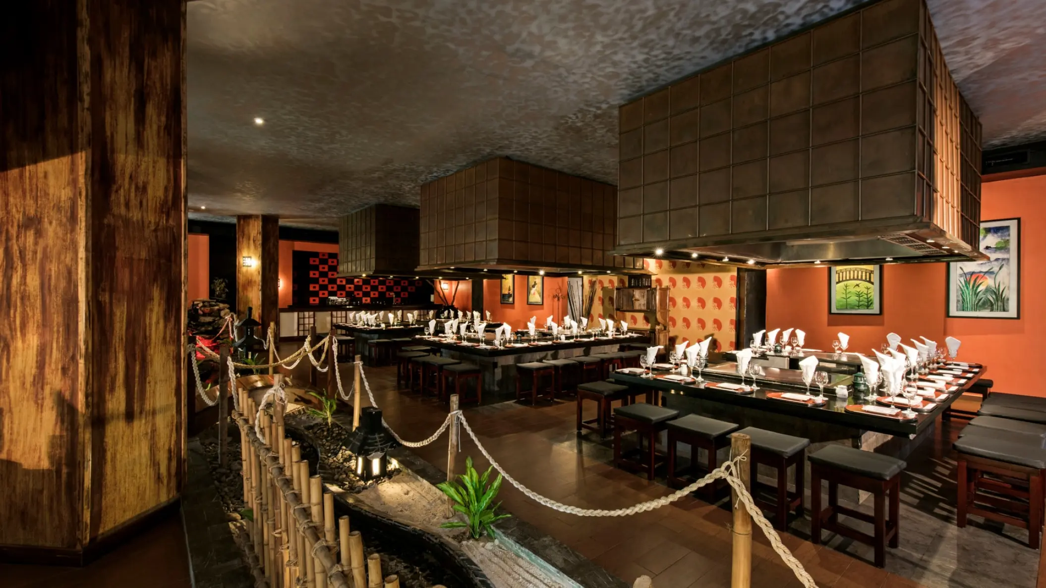 Teppanyaki tables at the Asian restaurant in Iberostar Paraiso Beach, Riviera Maya