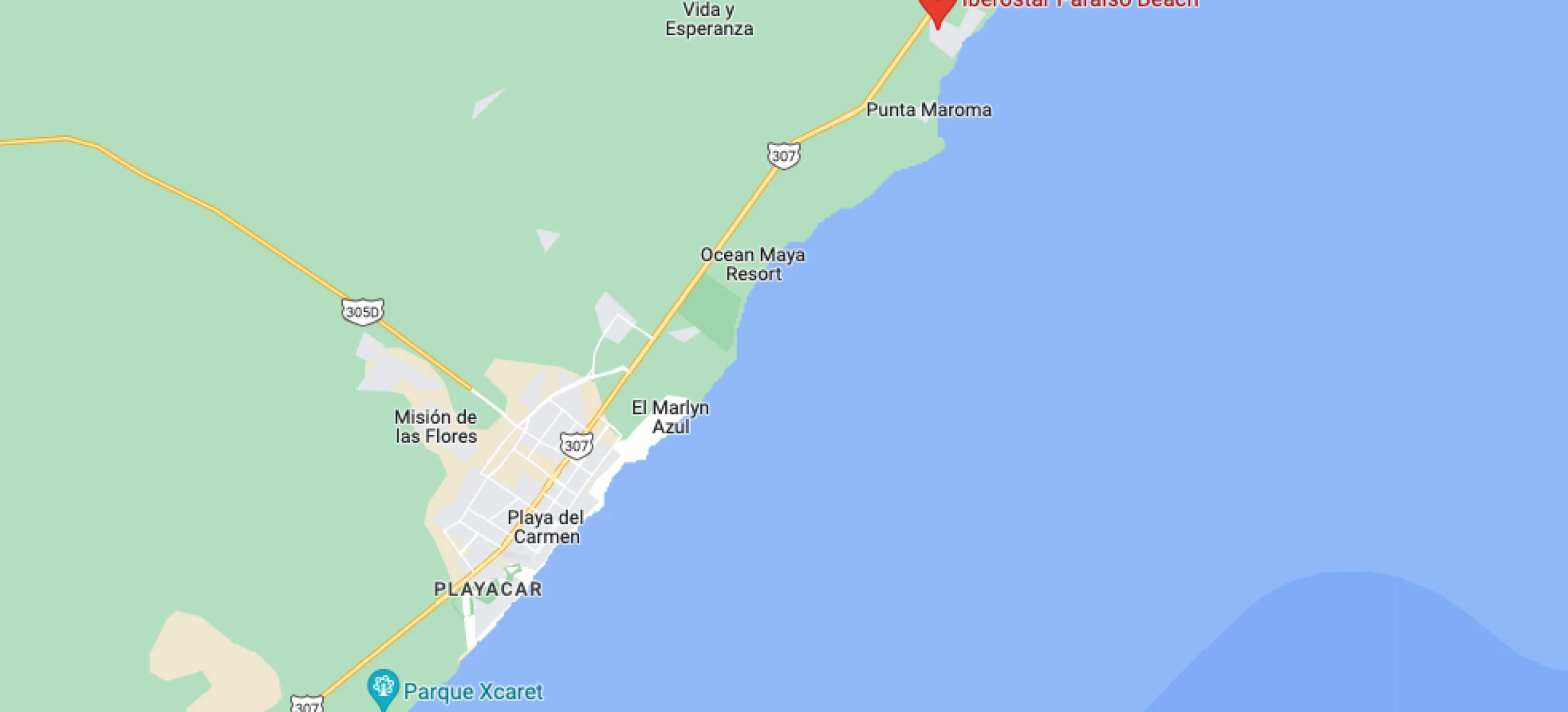 Google maps of Iberostar Paraiso Beach