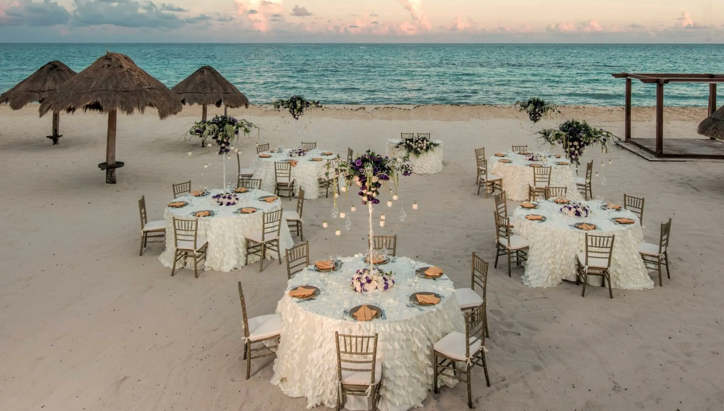 Dinner reception in beach venue at iberostar selection paraiso lindo and Iberostar selection paraiso maya suites