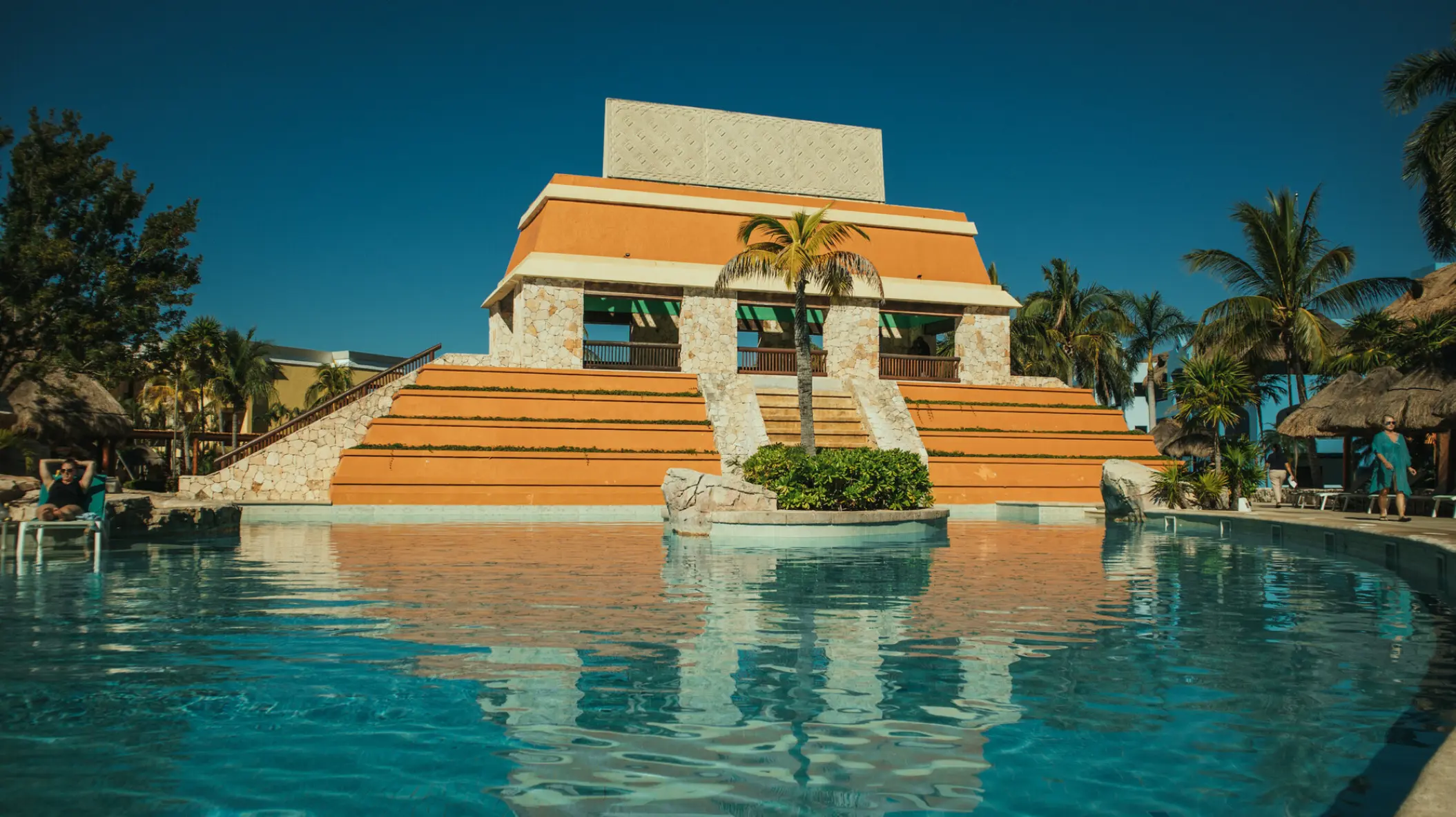 Iberostar Paraiso Maya pyramid pool feature, Riviera Maya