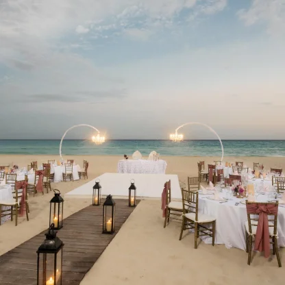 Ceremony decor in Beach venue at Iberostar Quetzal and Iberostar Tucan