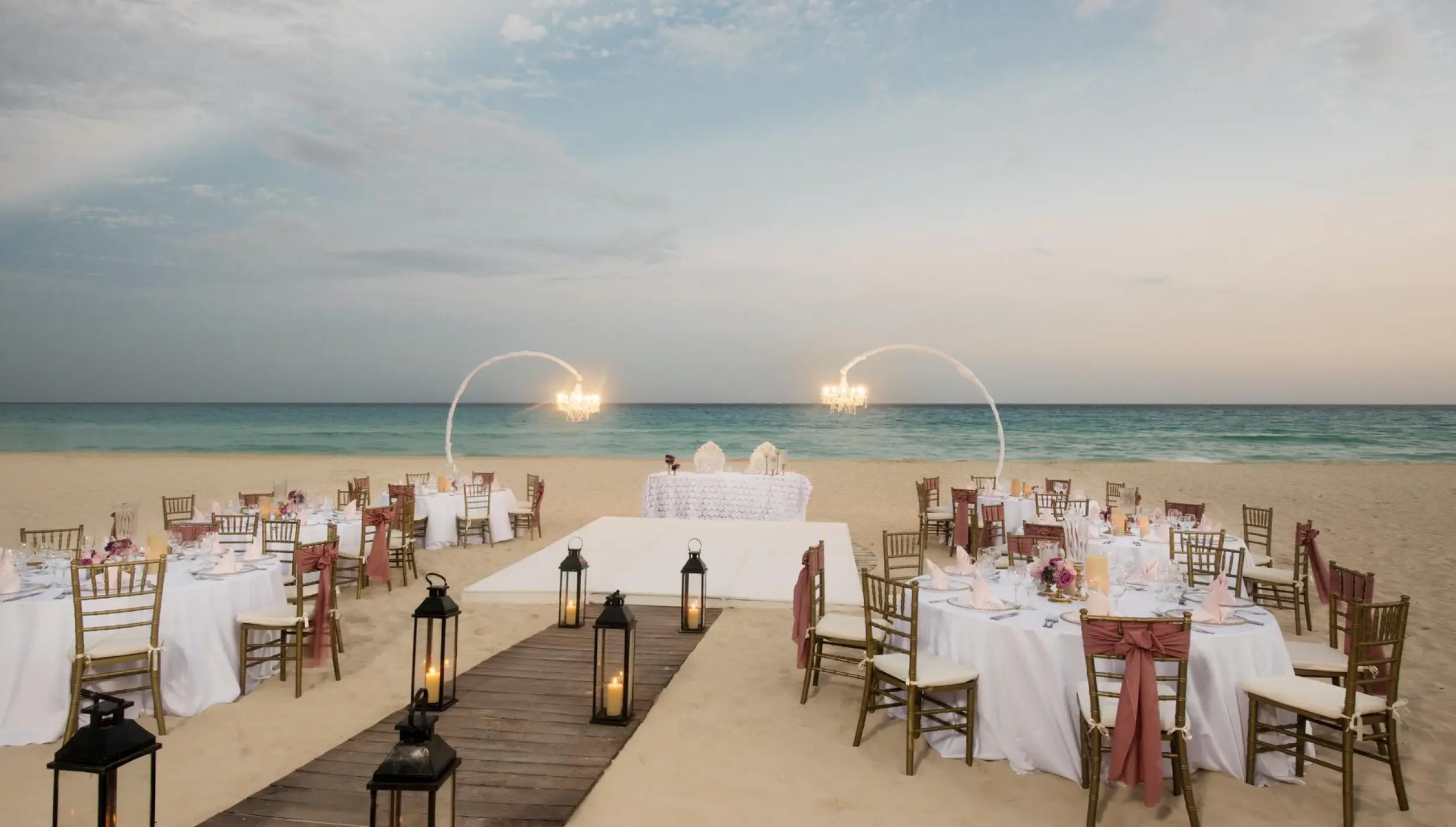 Ceremony decor in Beach venue at Iberostar Quetzal and Iberostar Tucan