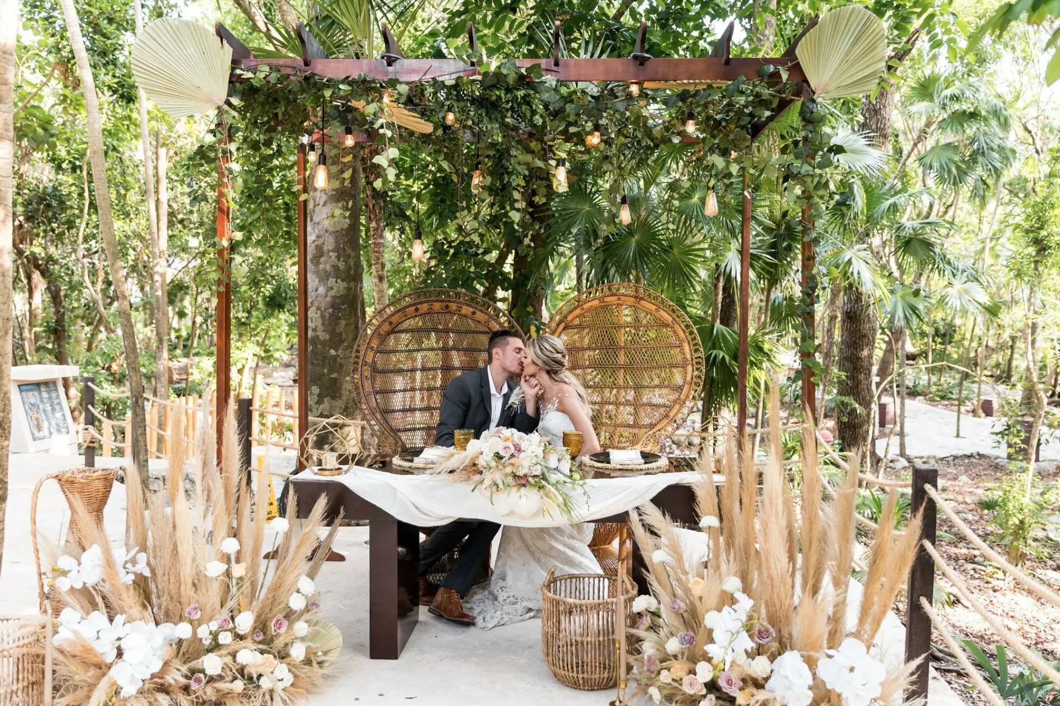 Jungle wedding reception for a couple at Iberostar Waves Tucan, Playa Del Carmen