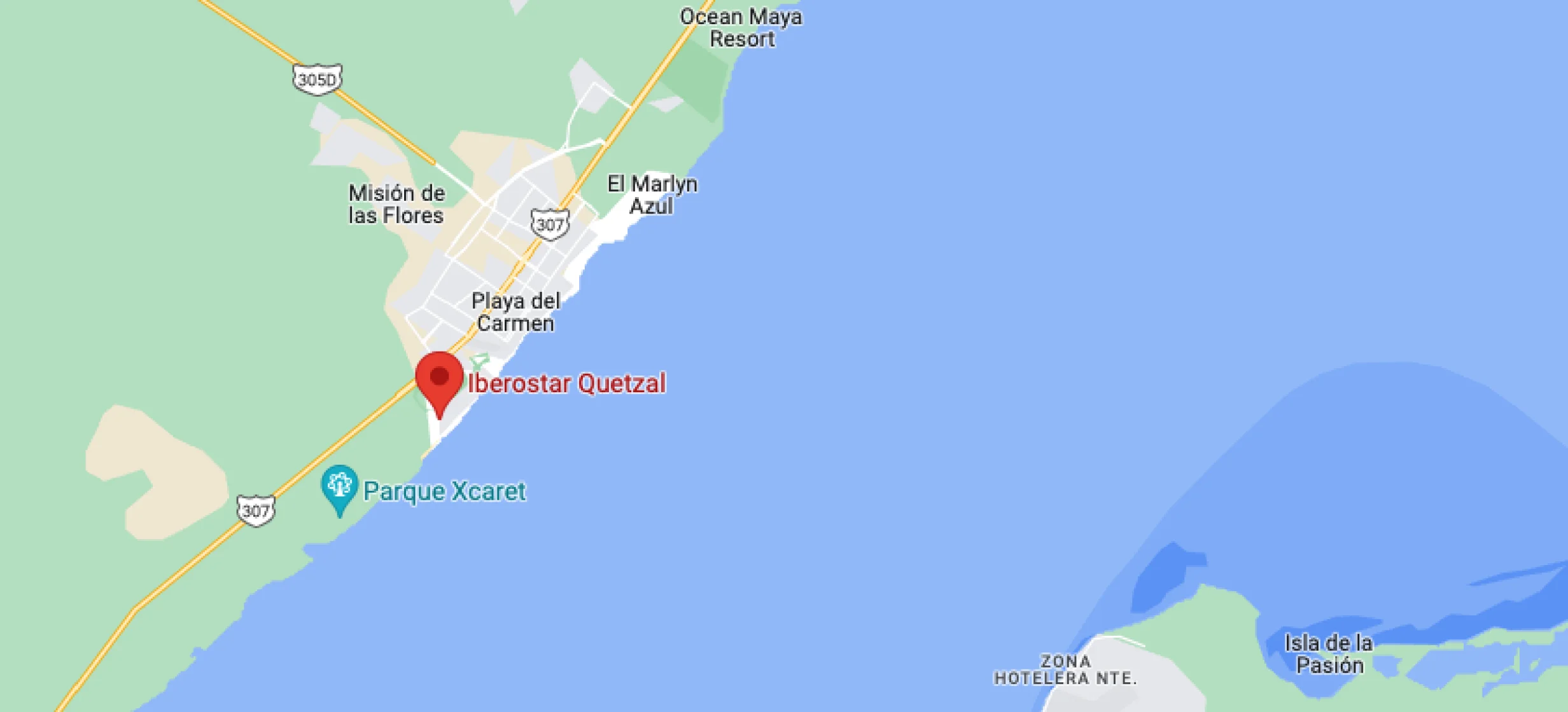 Google maps of Iberostar Quetzal
