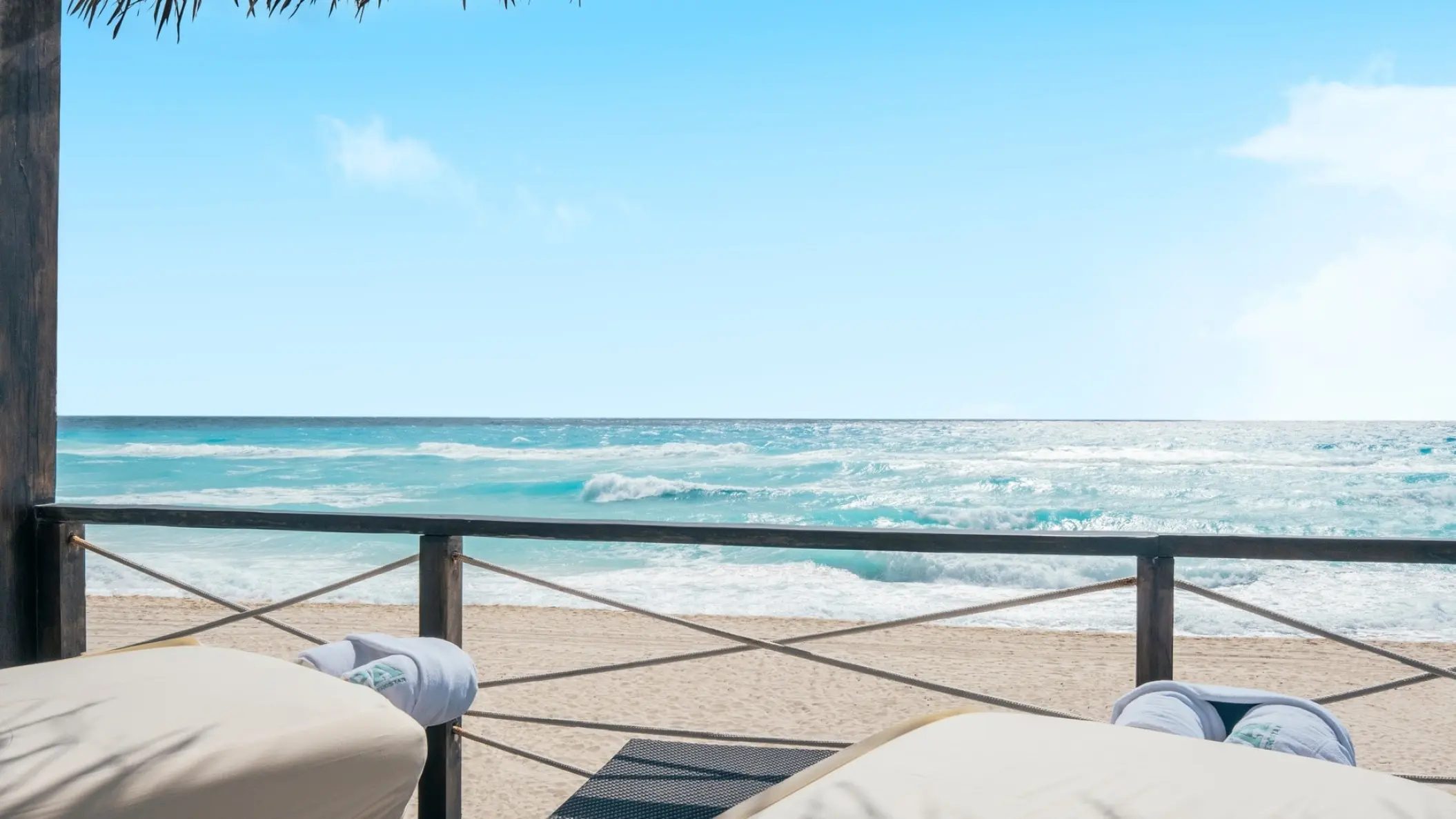 Outdoor massage tables overlooking the ocean at Iberostar Selection Cancun