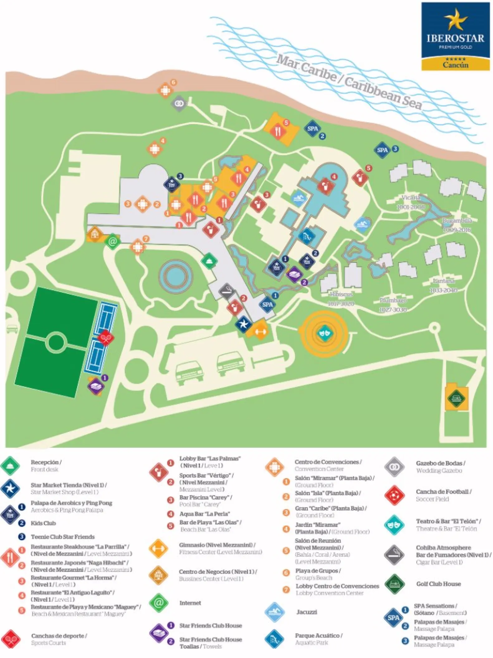 Map of Iberostar Selection Cancun showing the grounds and layout, Cancun