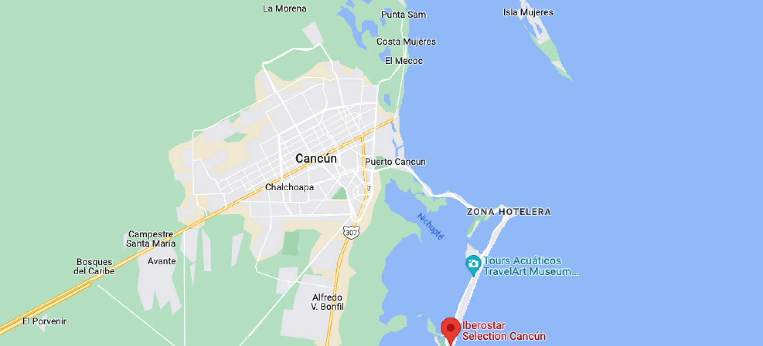 Google maps of Iberostar Selection Cancun