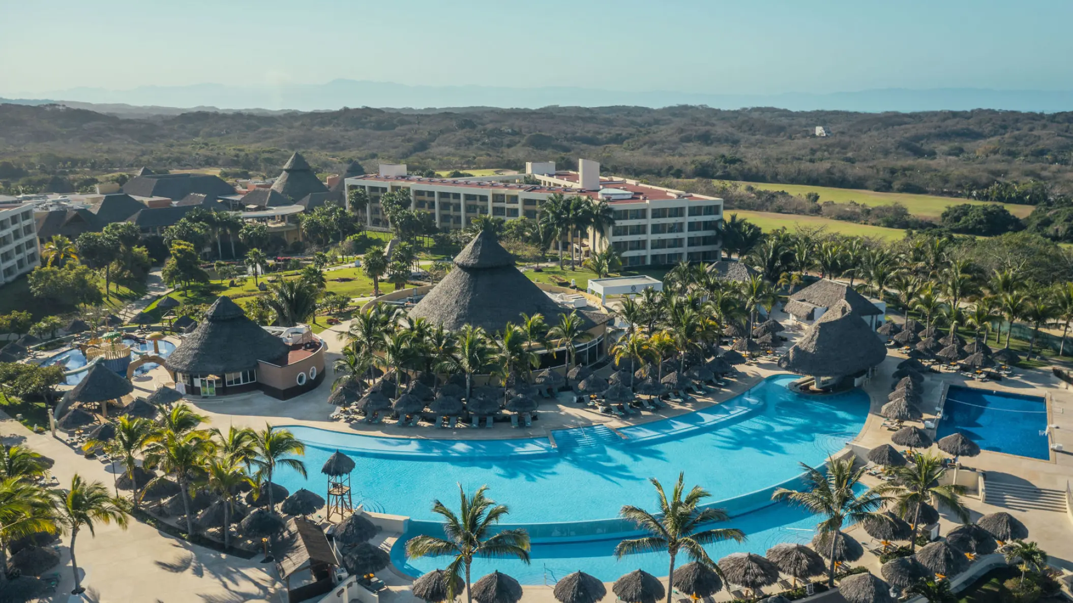 Aerial view of Iberostar Selection Playa Mita pools and guest buildings, Puerto Vallarta