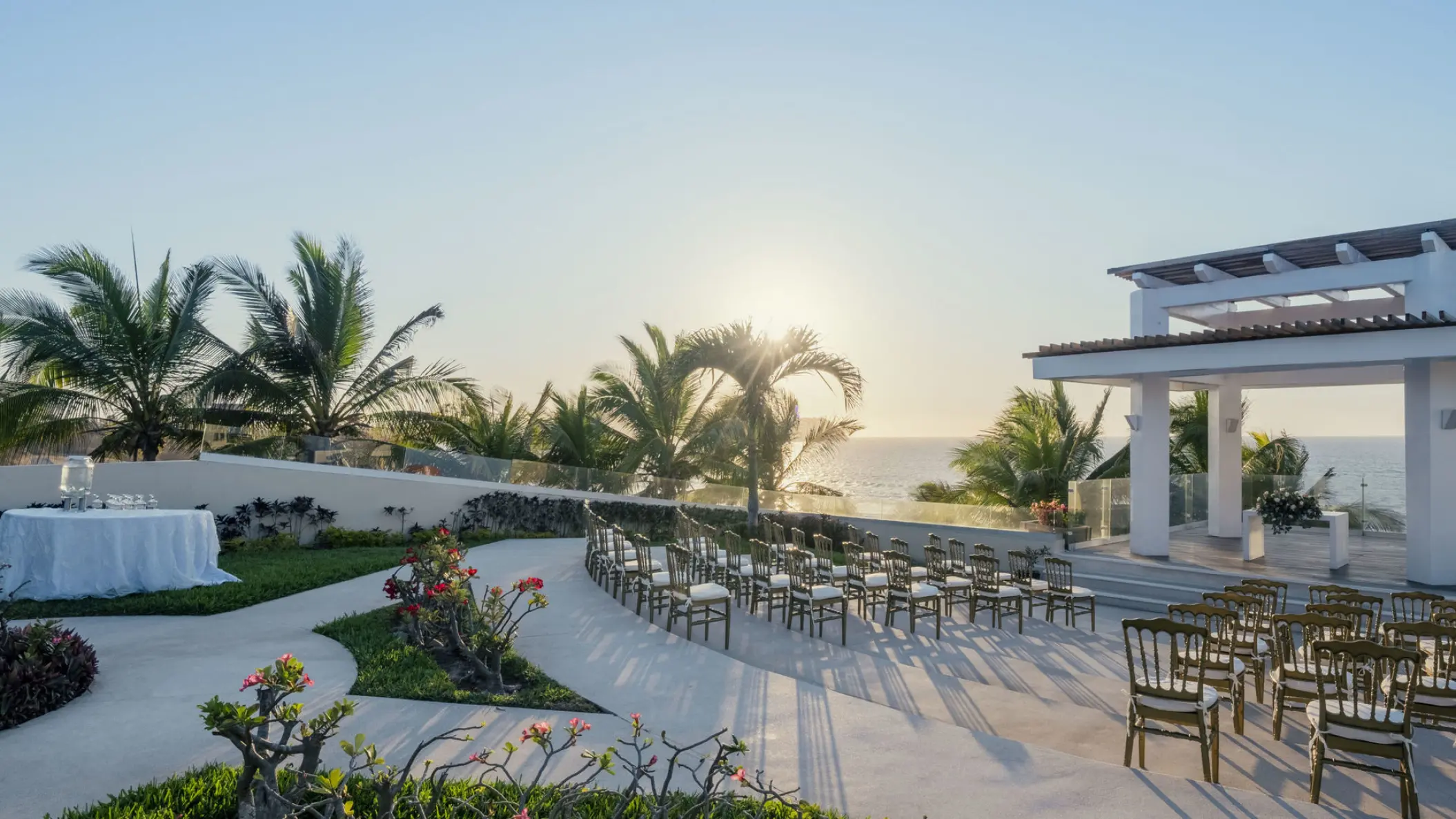 Terrace wedding ceremony at sunset at Iberostar Selection Playa Mita, Puerto Vallarta