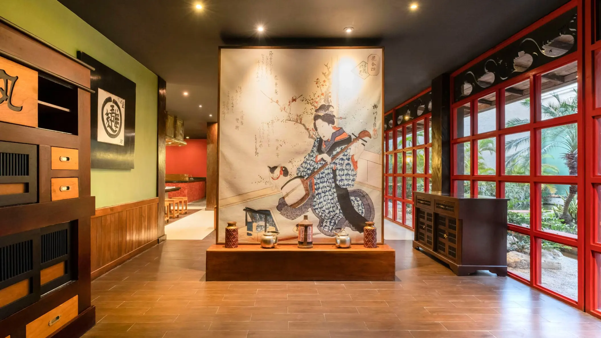 Iberostar Tucan Asian restaurant interior with Japanese-style decor, Playa Del Carmen
