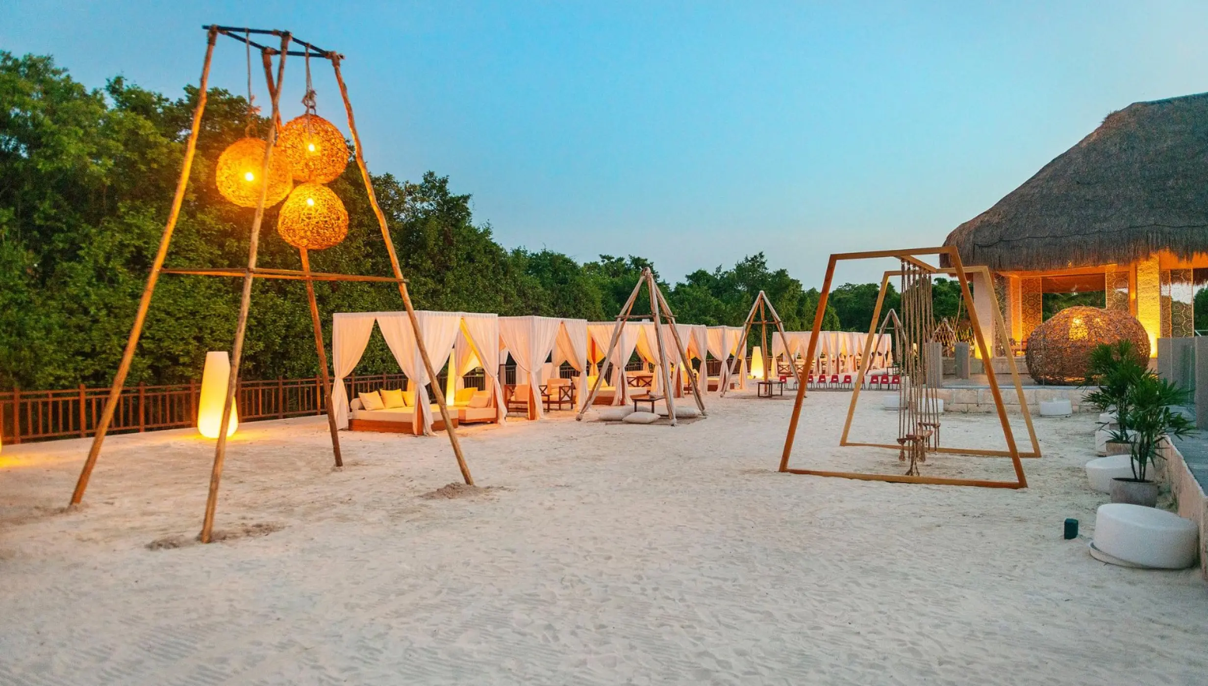Paradises outdoor wedding reception venue with day beds