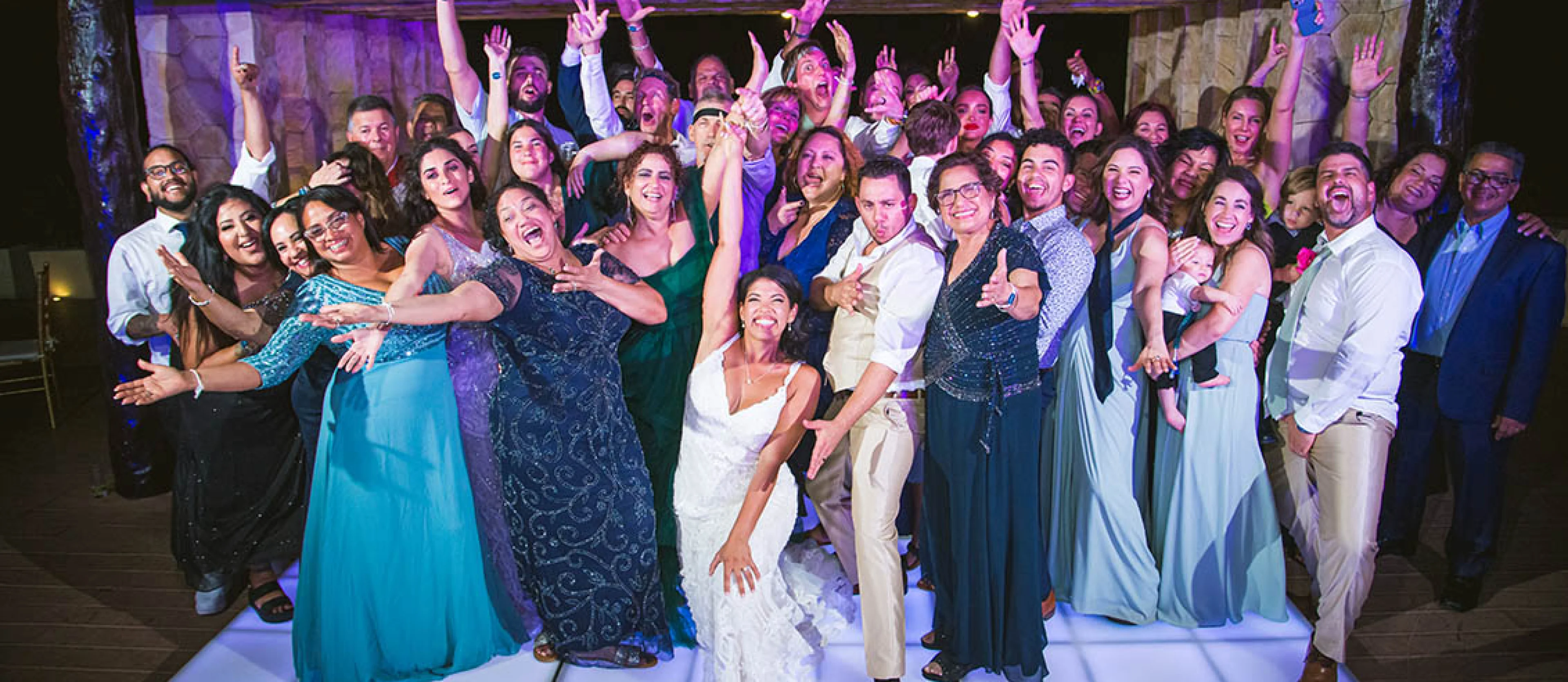 wedding group enjoying their reception