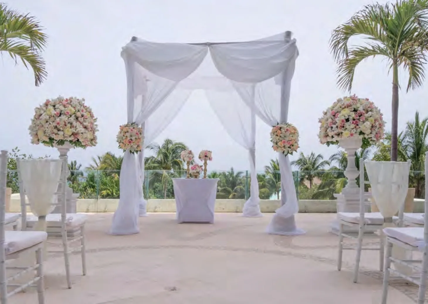 Ceremony decor on ego terrace at live aqua beach resort terrace