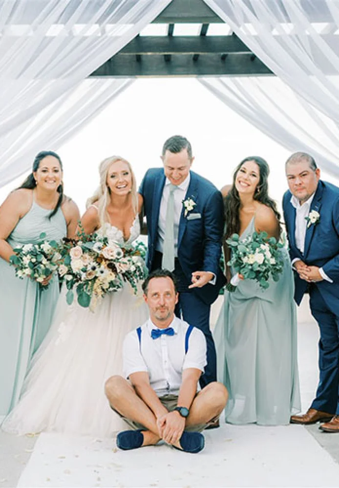 Wedding Party having fun after ceremony