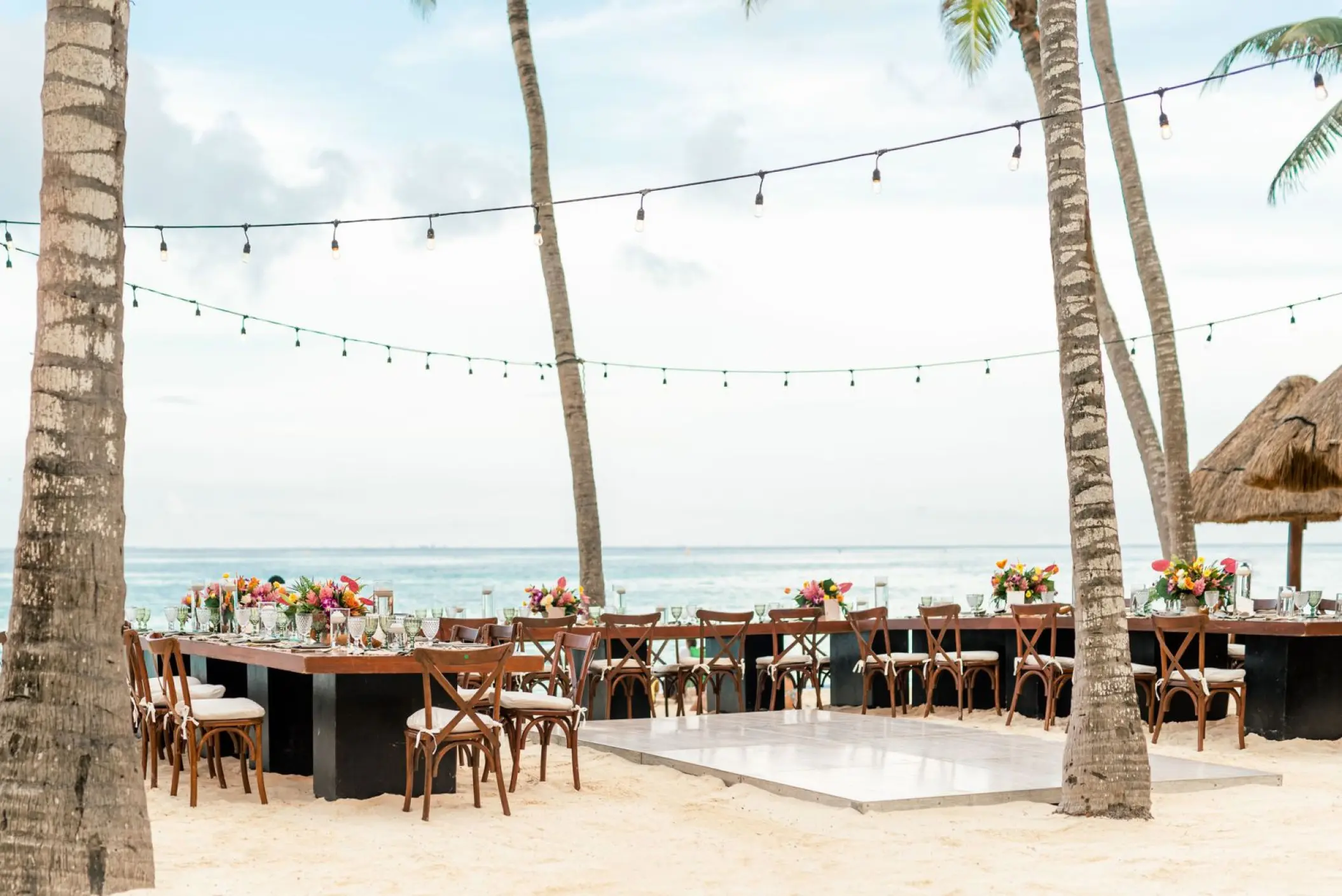 Beachfront wedding reception at Mahekal Beach Resort, Playa Del Carmen
