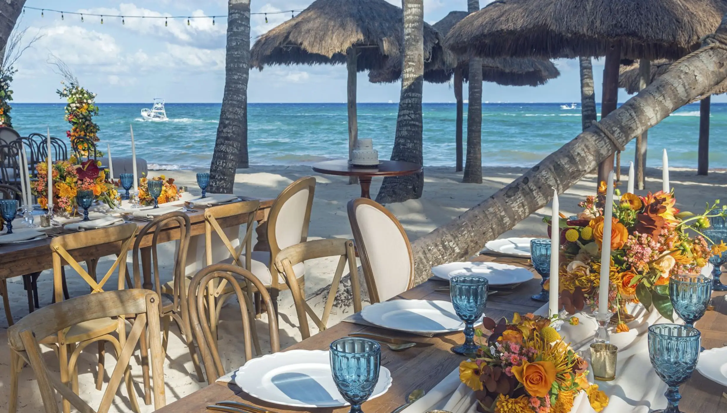 Dinner reception in the beach at Mahekal Beach Resort
