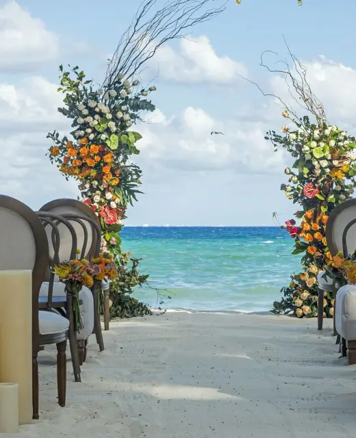 Ceremony in the beach at Mahekal Beach Resort