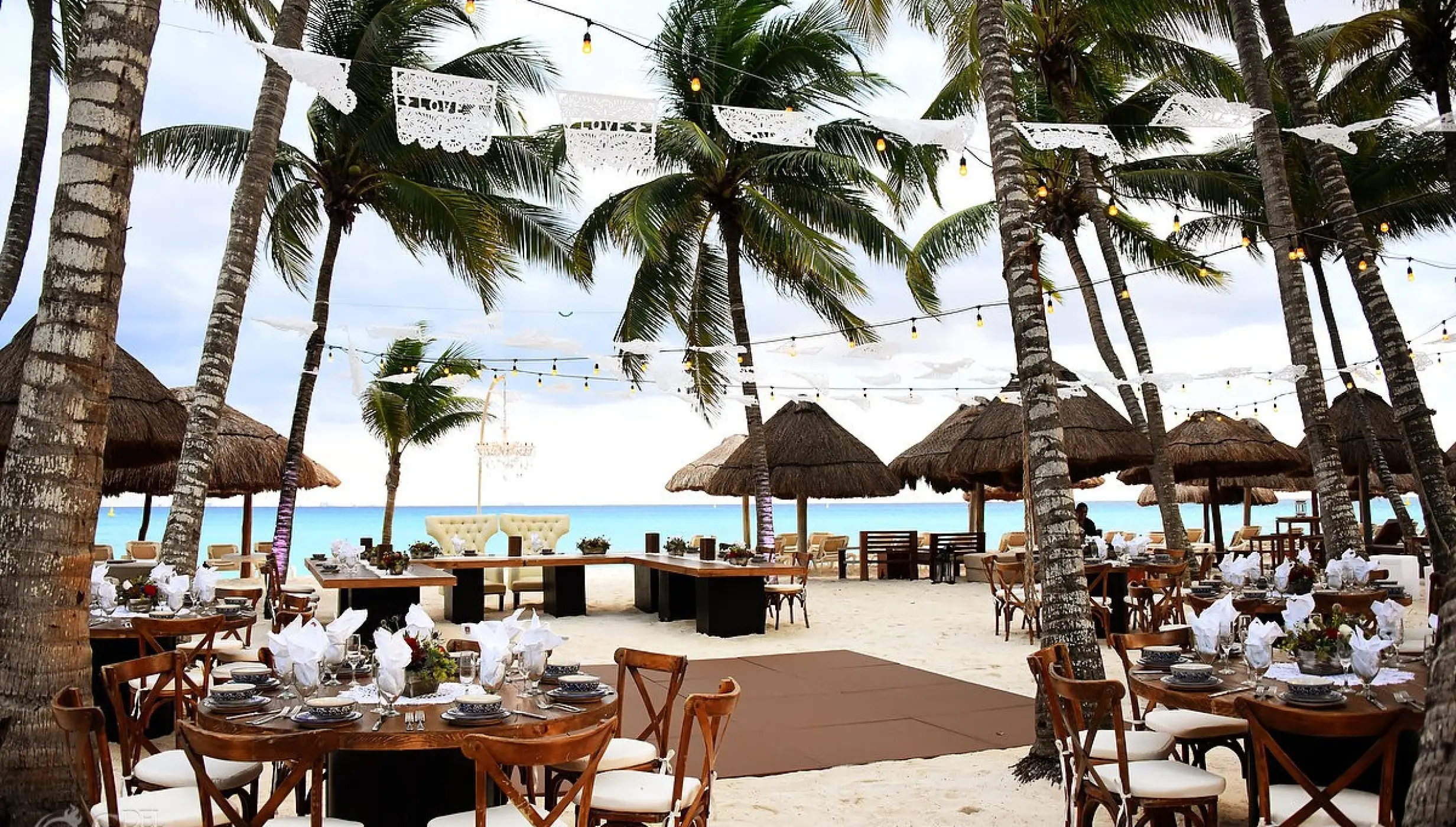 Dinner reception on the beach at Mahekal Beach Resort