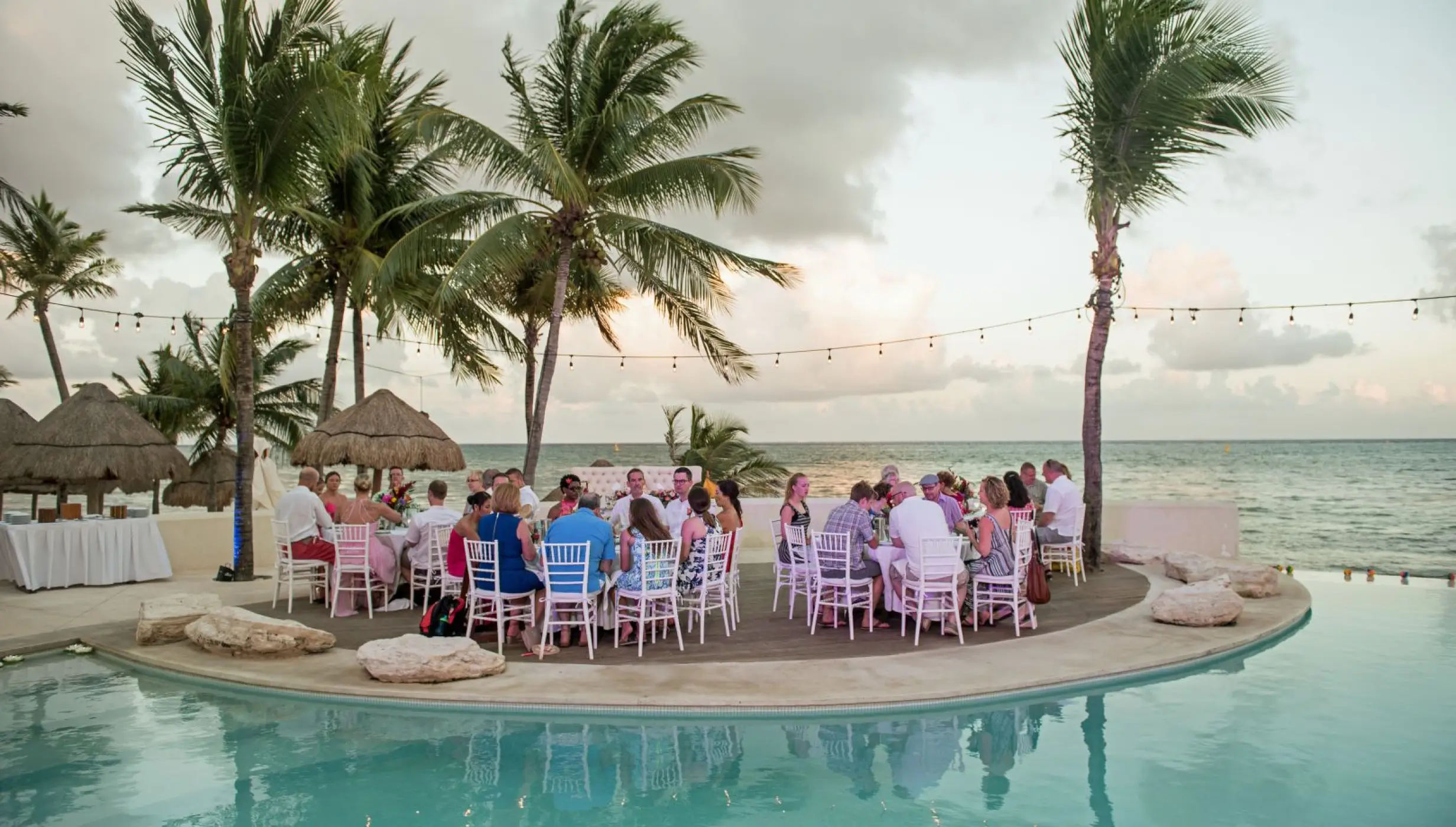 Dinner reception in the poolside at Mahekal Beach Resort