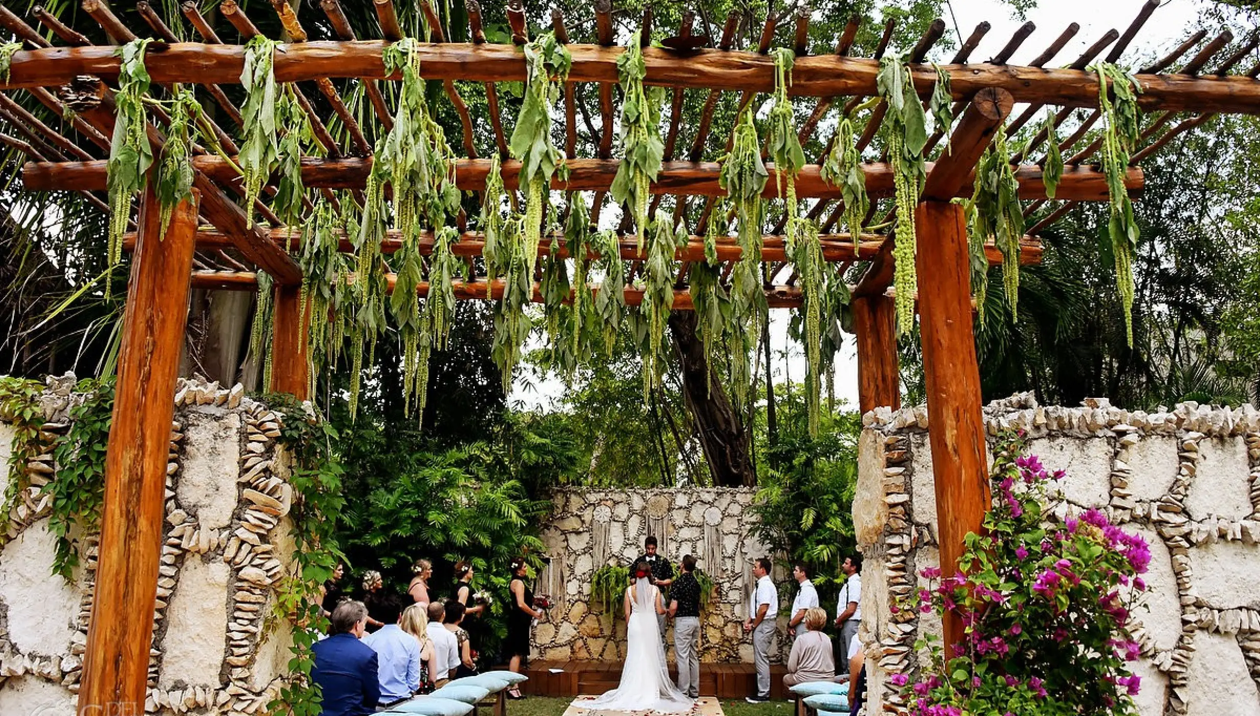 Ceremony in the garden at Mahekal Beach Resort