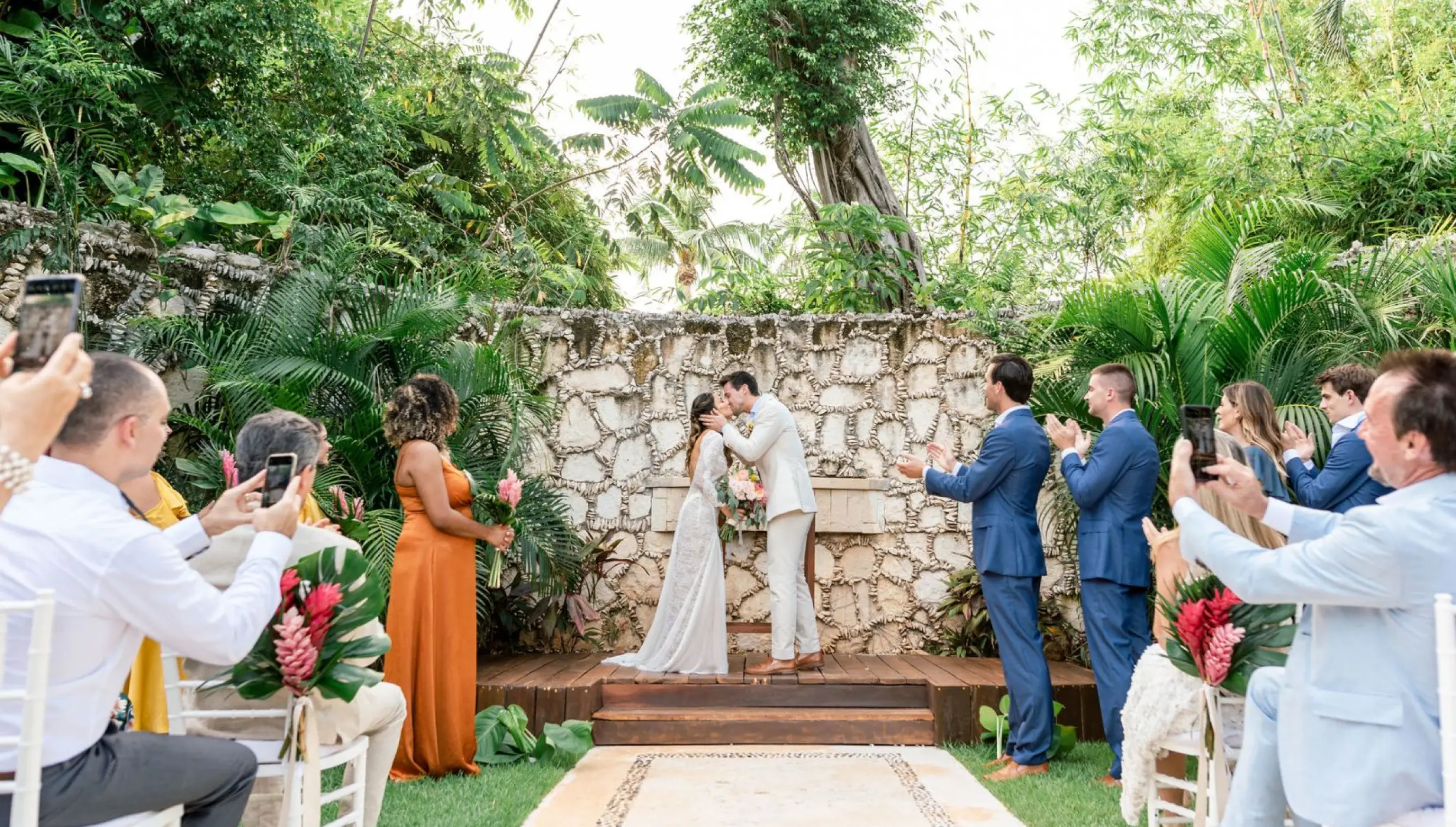 Ceremony in the garden at Mahekal Beach Resort